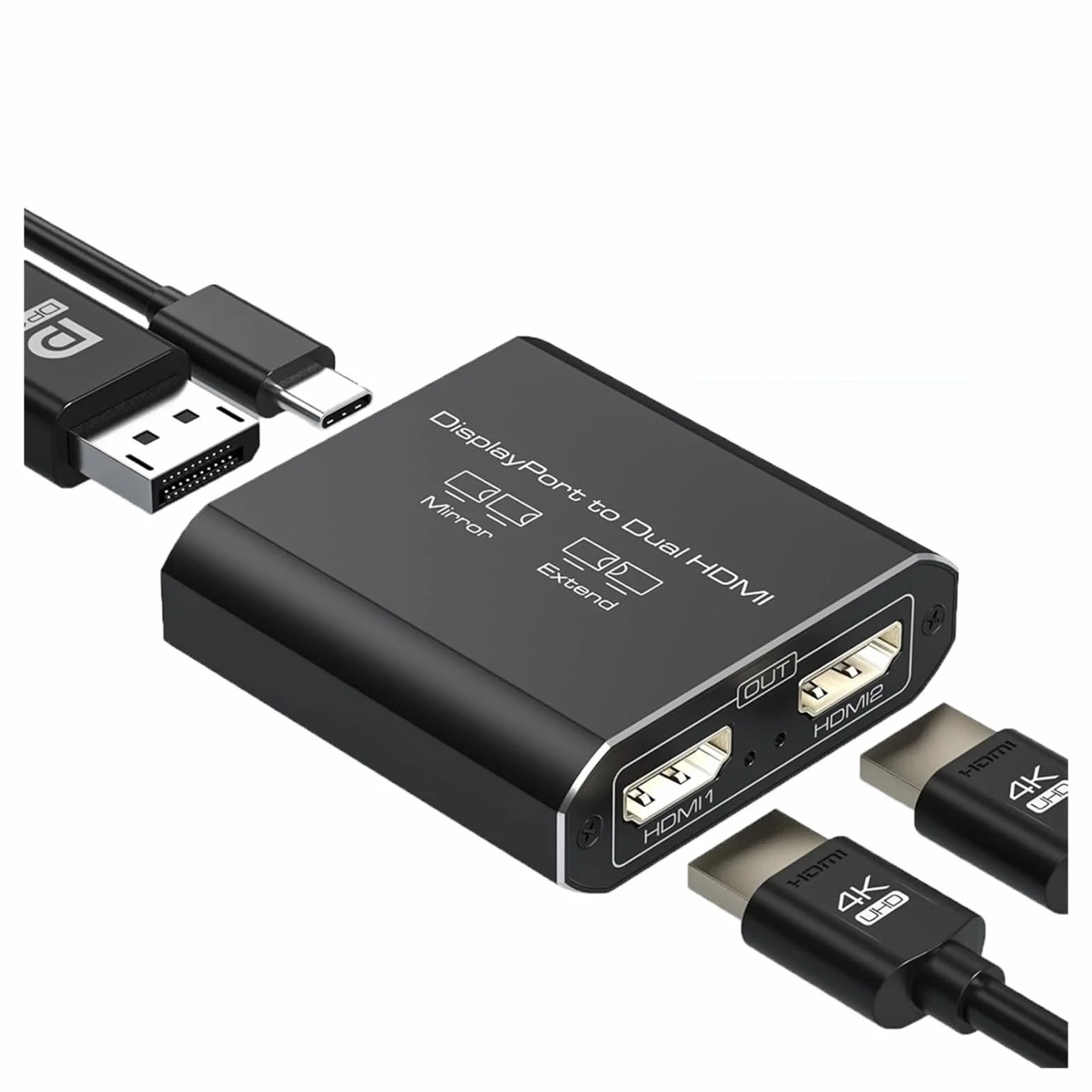 Navceker Displayport to Dual Adapter 4K 60Hz Mini DP to Splitter 1 In 2 Out MST Extended Mode for Computer Laptop PC