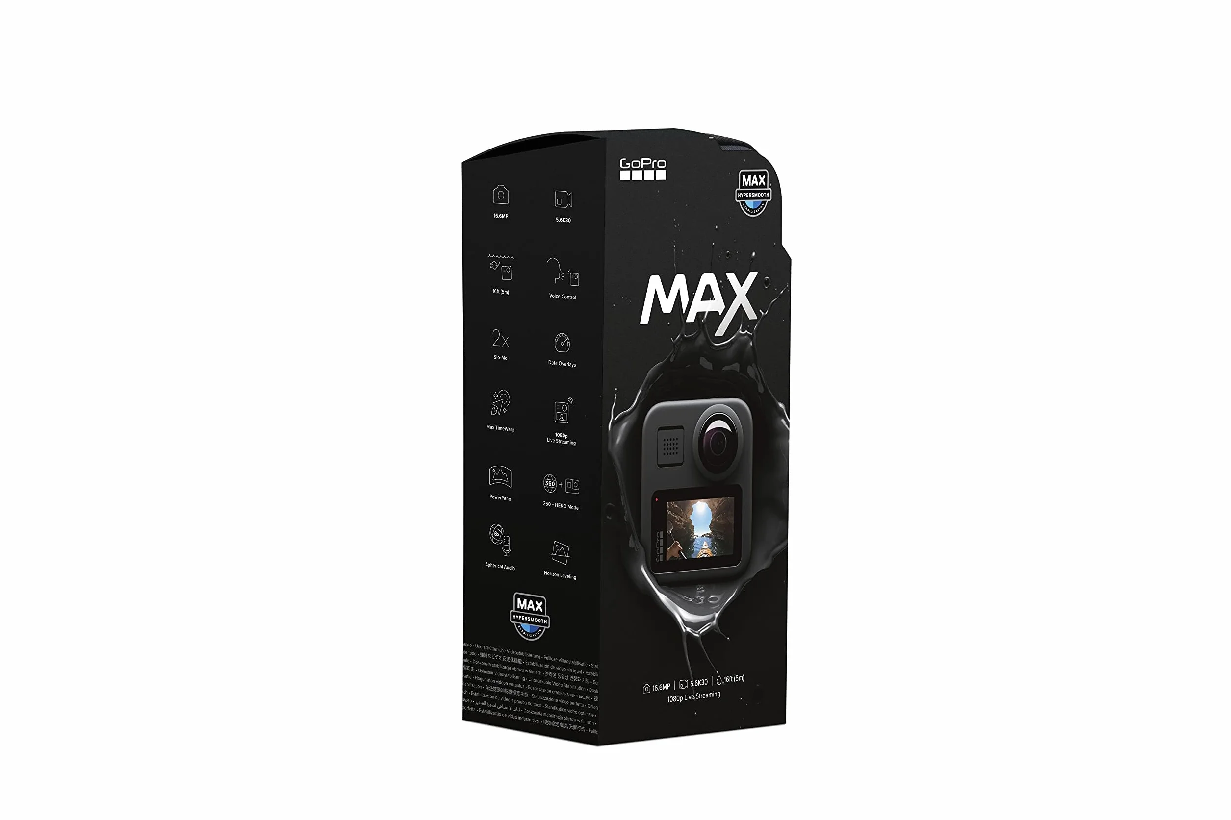 GoPro MAX — wodoodporna 360 + tradycyjna kamera akcji z ekranem dotykowym sferyczny 5.6K30 wideo HD 16.6MP zdjęcia 360 1080p stabilizacja transmisji na żywo