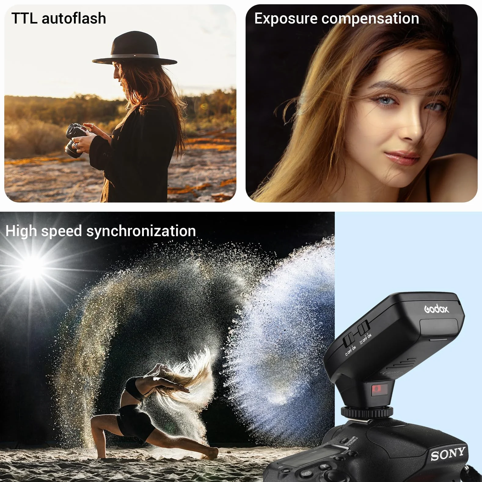 Godox XPro-S TTL bezprzewodowy wyzwalacz lampy błyskowej do kamery Sony Wirless X System 1/8000s HSS z dużym ekranem LCD ukośna konstrukcja TTL-Convert-ręczna funkcja nadajnik flash