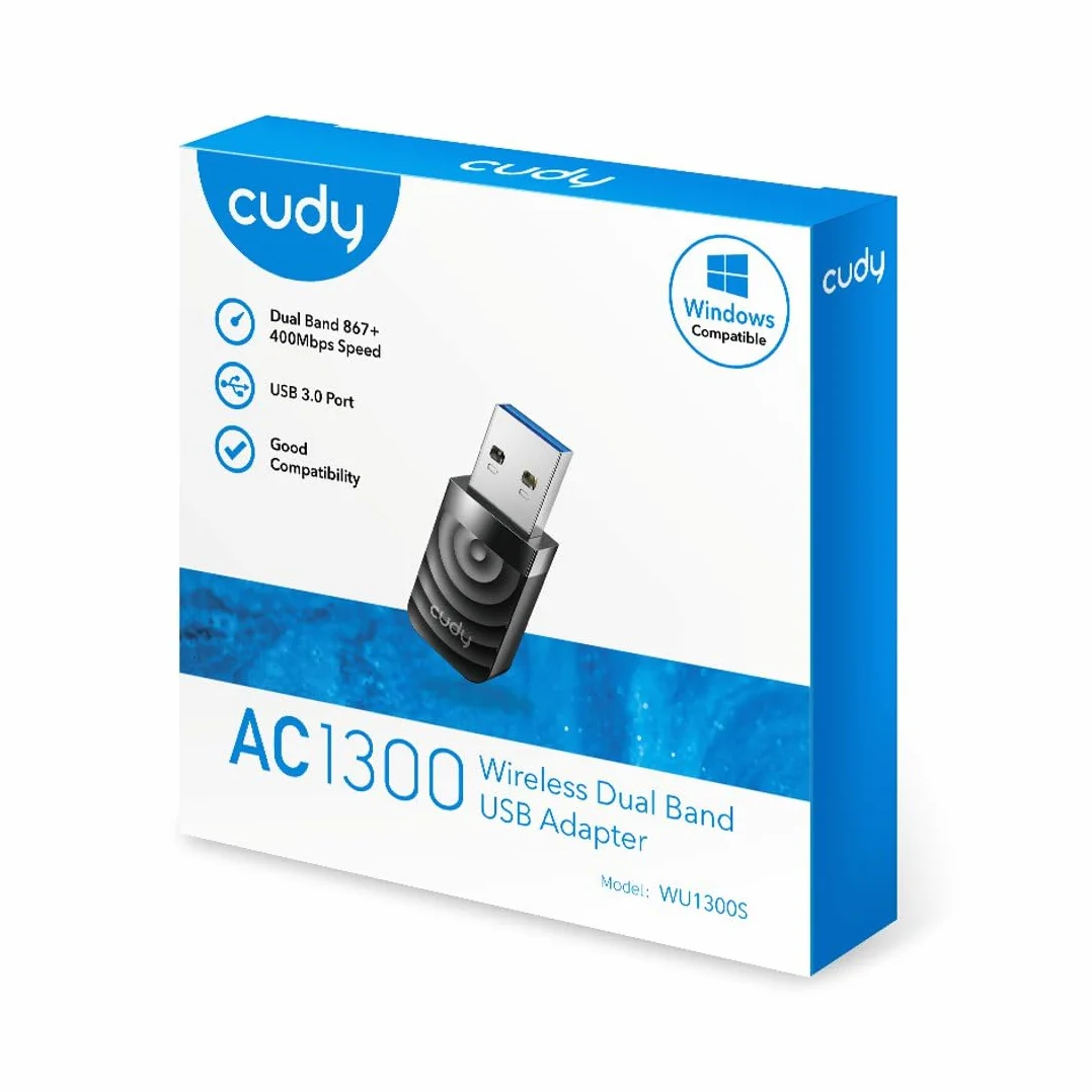 Cudy AC 1300 Mbps WiFi Adapter USB 3.0 na PC, 5Ghz/2.4Ghz, czarny