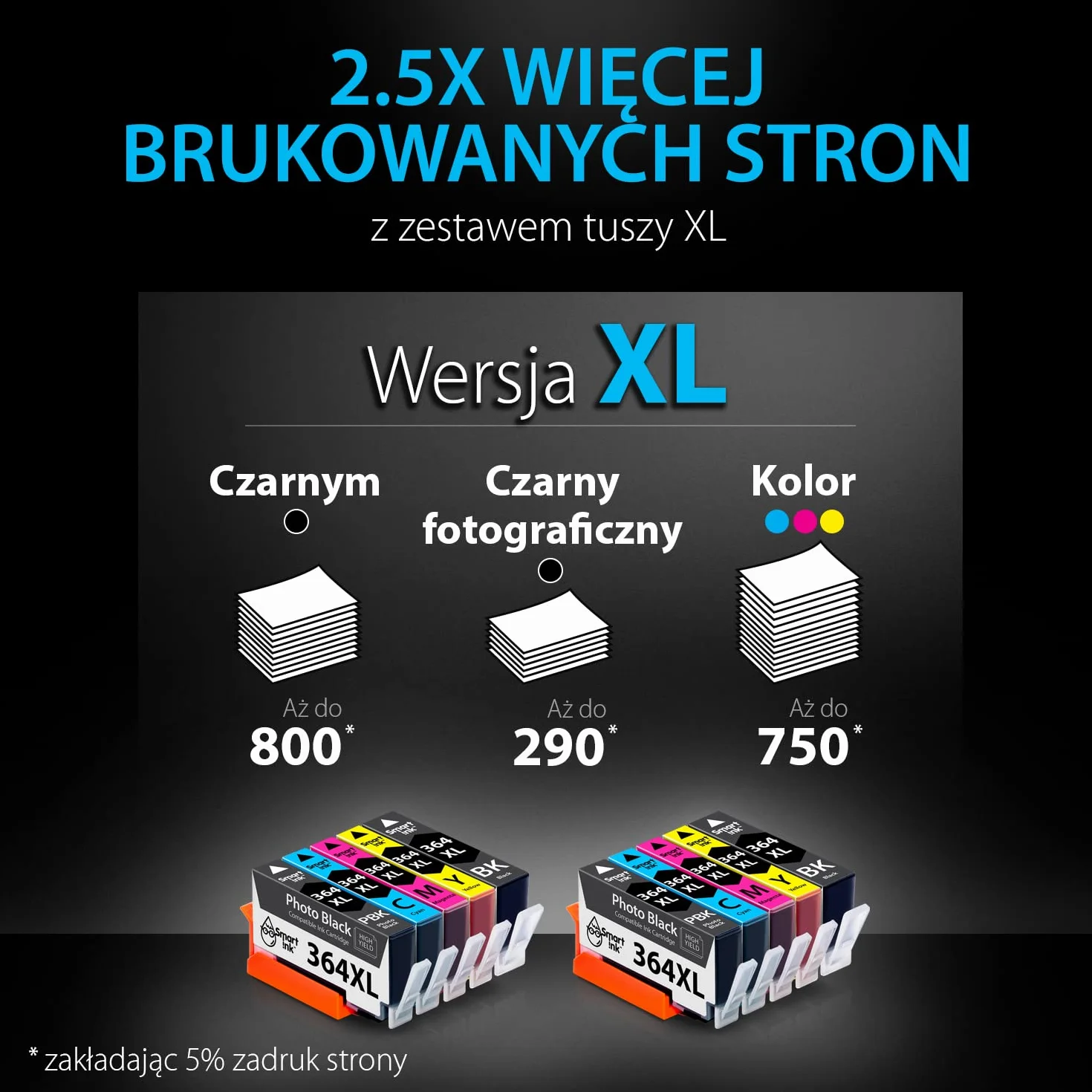 Smart Ink Kompatybilne Tusz Zamiennik do HP 364XL 364 XL Wielopak 10 sztuk (2PBK,2BK & 2C/M/Y) do użytku z Photosmart 5520 5510 5524 6520 5515 OfficeJet 4620 4622 DeskJet 3520 3070a