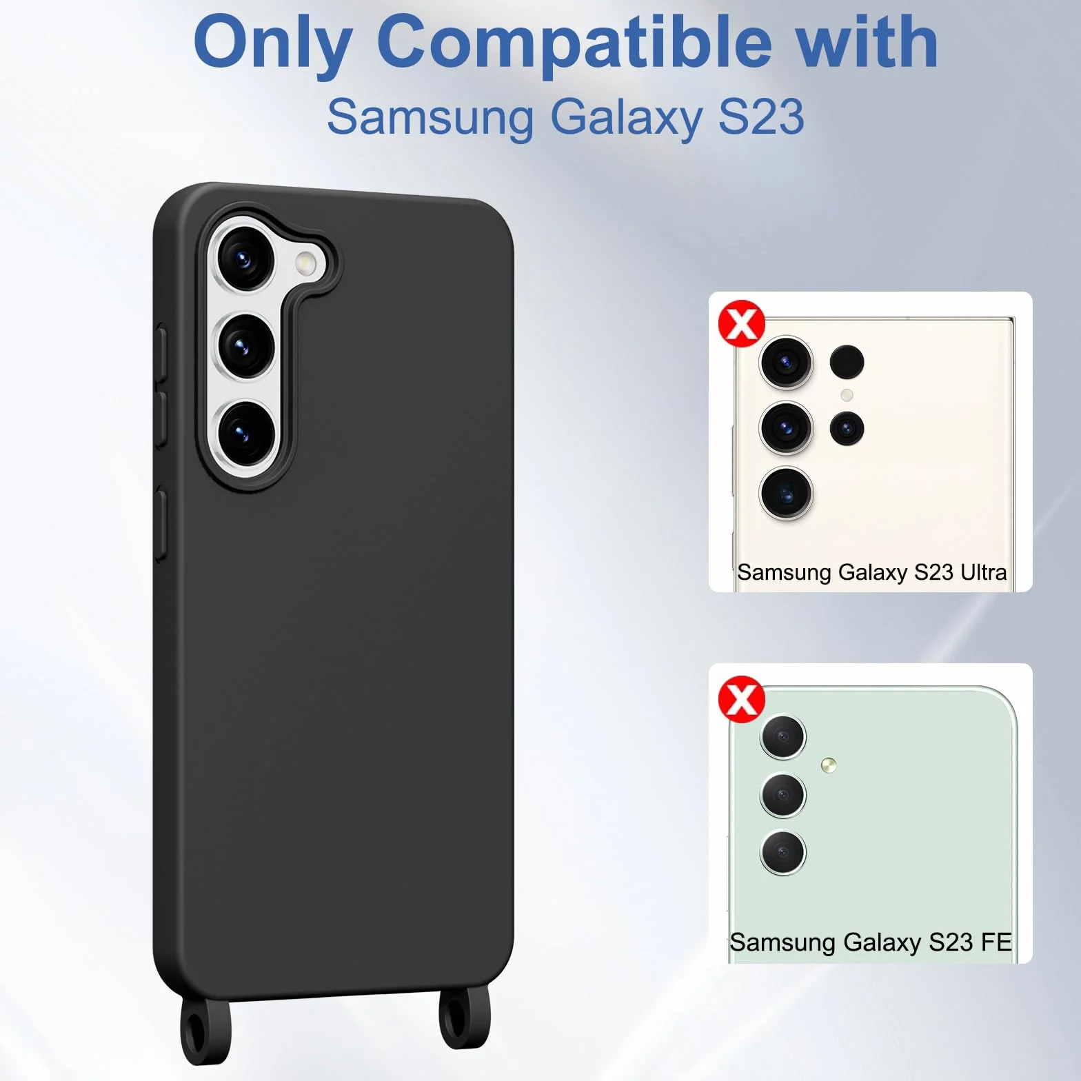 Etui do Samsung Galaxy S23 5G ze smyczą, miękki TPU silikonowy pokrowiec ze smyczą pasek na ramię, regulowany i zdejmowany, odporny na wstrząsy odporny na zarysowania futerał do Samsung Galaxy