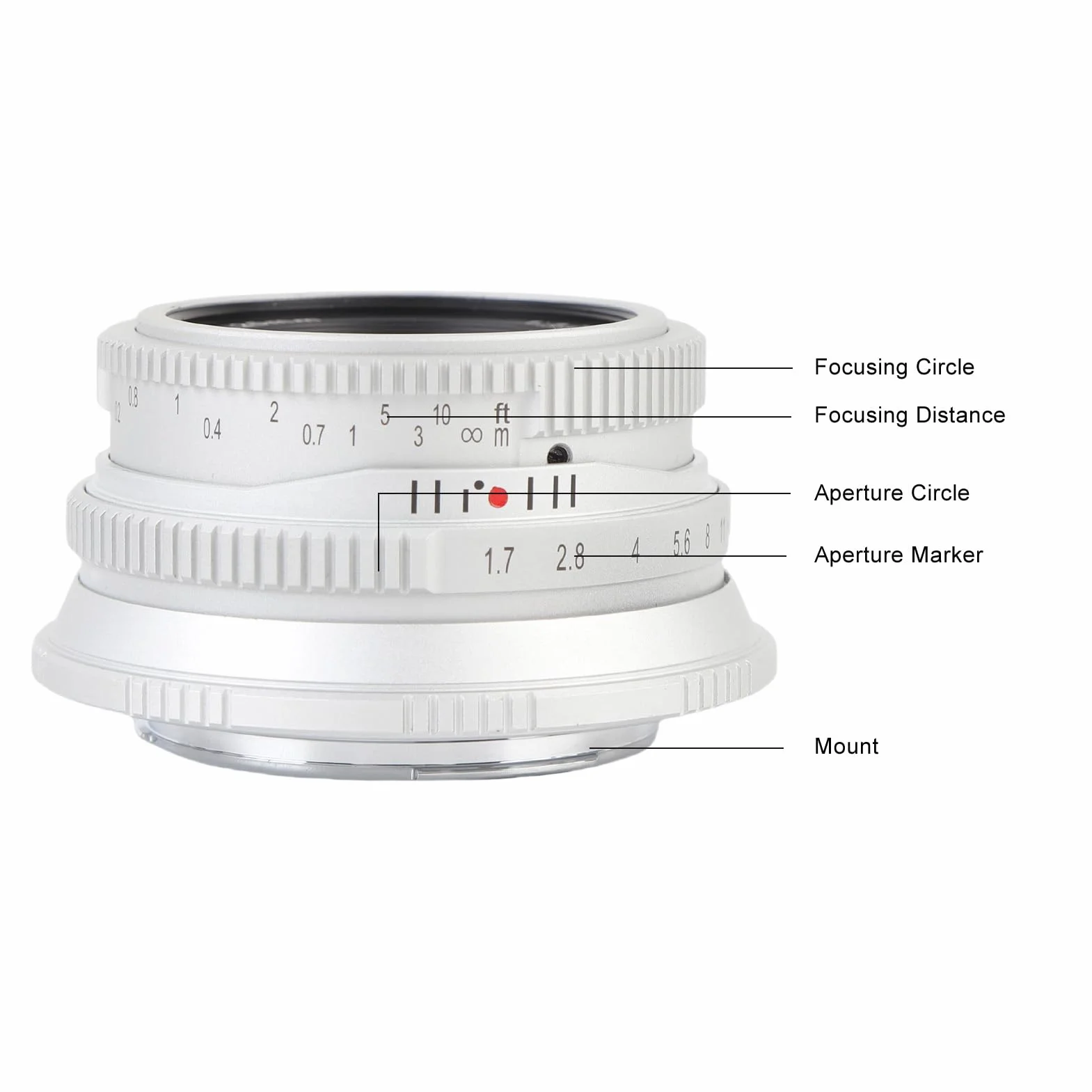 Fabater Obiektyw 25 Mm F1.7 z ręczną regulacją Ostrości, Mocowanie FX i dużą przysłoną, z ręczną regulacją Ostrości Prime Stały Obiektyw do X-E1 X-E2, (SILVER)