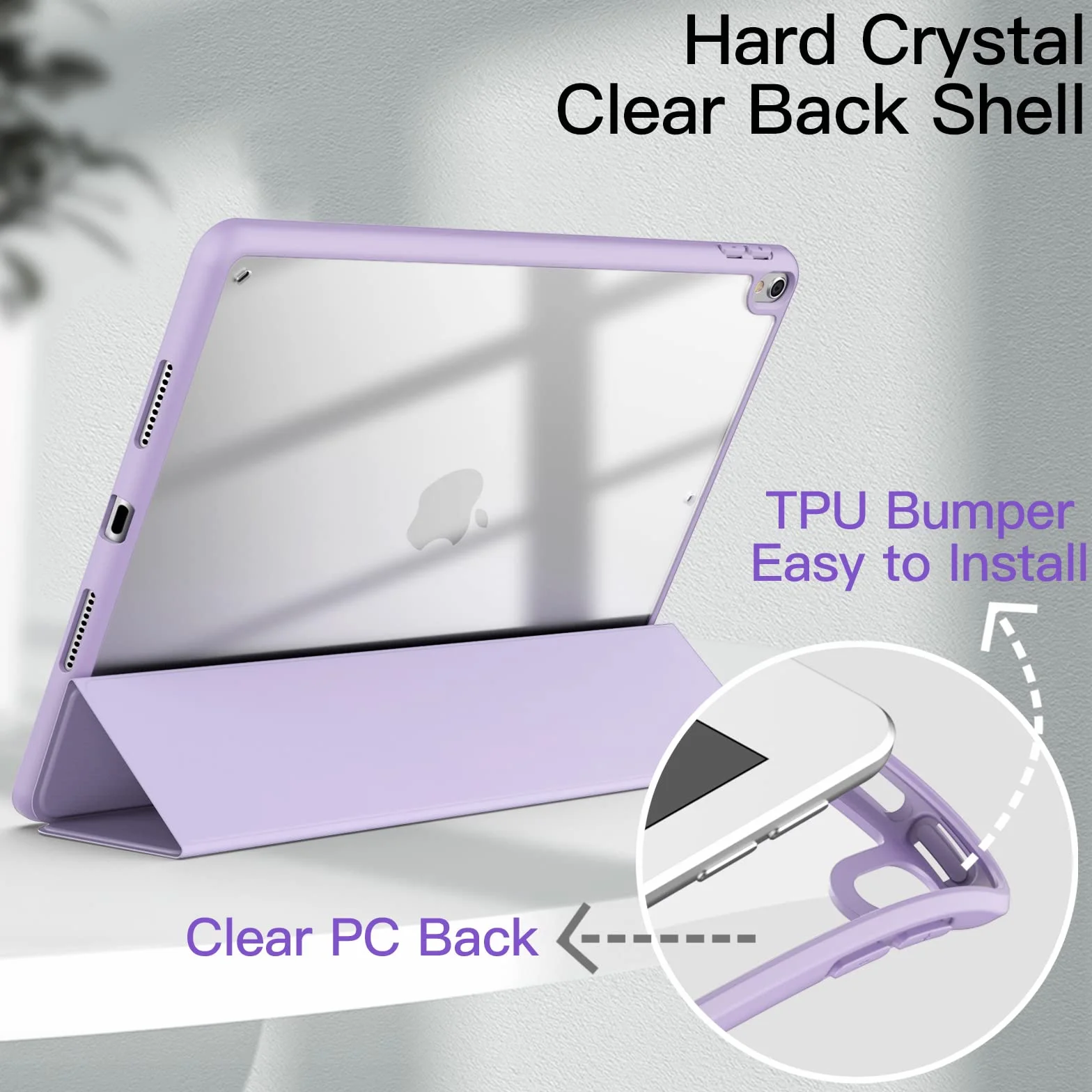 JETech Etui Ochronne dla iPad Pro 10,5", Air 3, Jasny Fiolet | Dla iPad Pro 10,5" 2017, iPad Air 2019 Model, Uchwyt na Pencil, Cienka Ochrona Wstrząsoodporna, Potrójnie Składana Podstawka