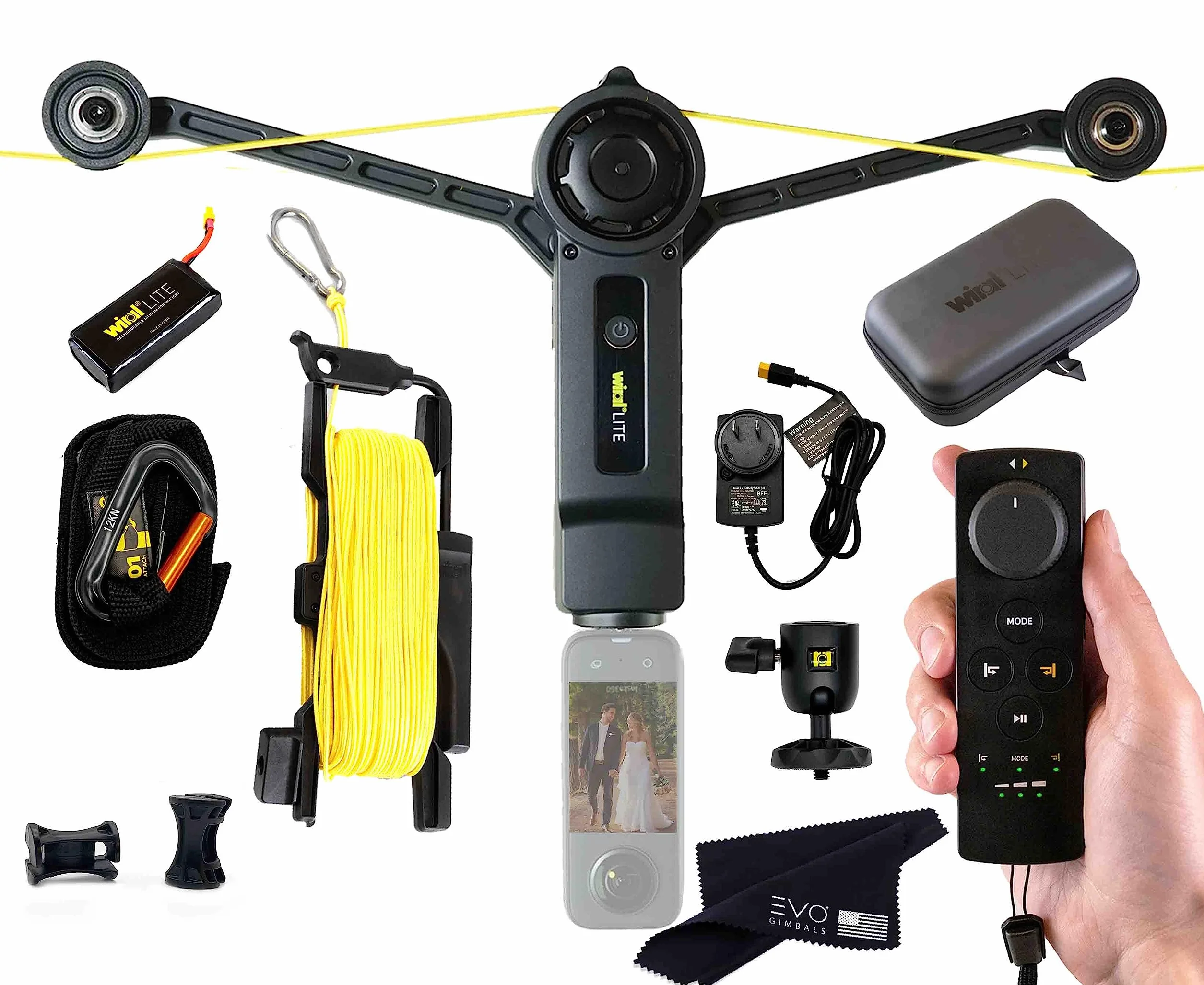 Wiral LITE kamera kablowa z pilotem do kamer sportowych, smartfonów, aparatów 360 lub lustrzanek cyfrowych, do 1,5 kg