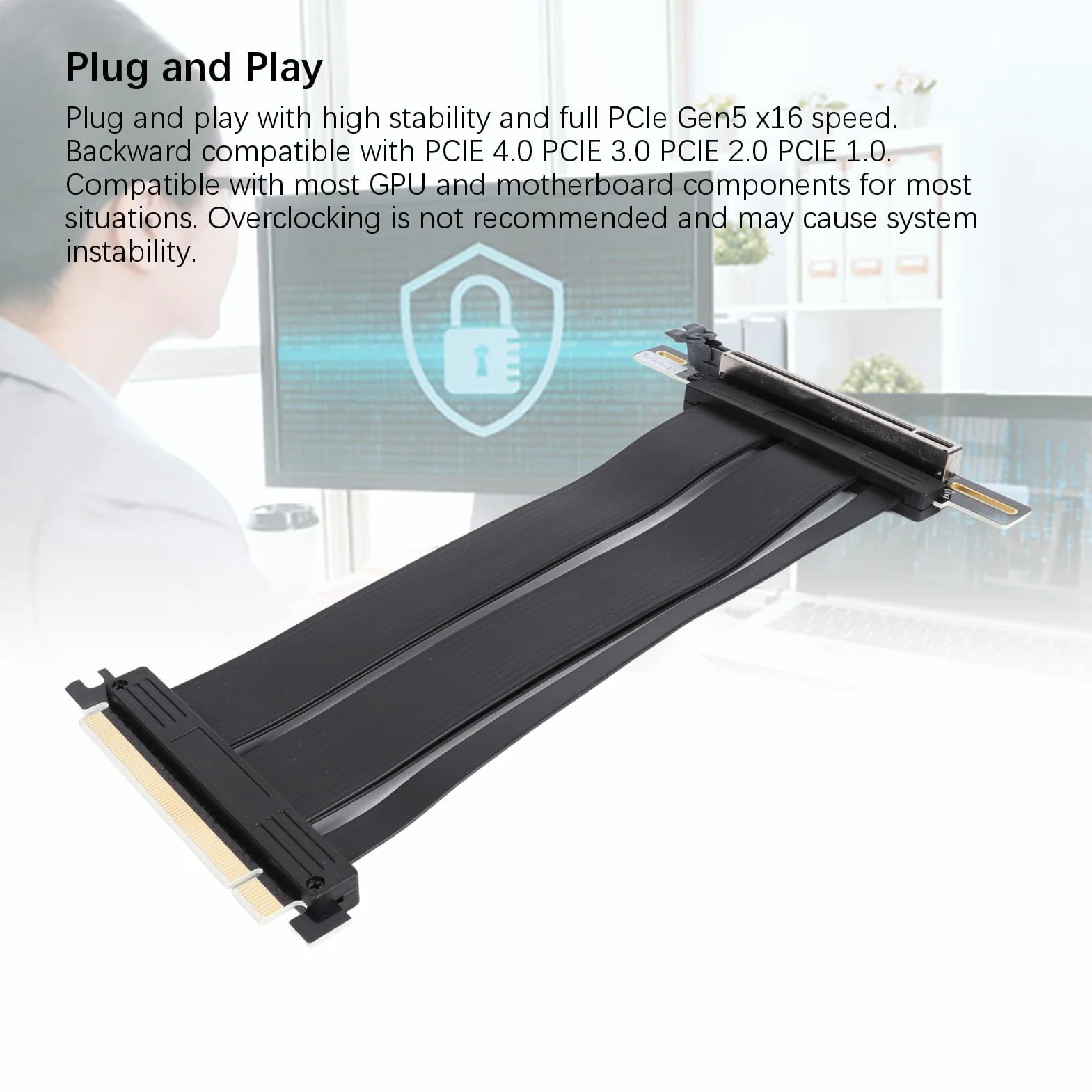 Topiky Dwurzędowy Przedłużacz Karty Graficznej PCIe Gen5 X16, Konstrukcja Przeciwzakłóceniowa Zapewniająca większą wydajność, 20 Cm