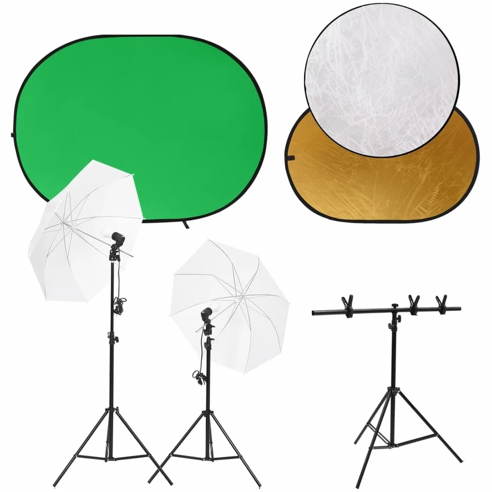Zestaw do studia fotograficznego z lampą fotograficzną LED, lampa studyjna, tło i reflektor, 2 x 13 W lampy dzienne 5500 K, statyw aluminiowy o regulowanej wysokości