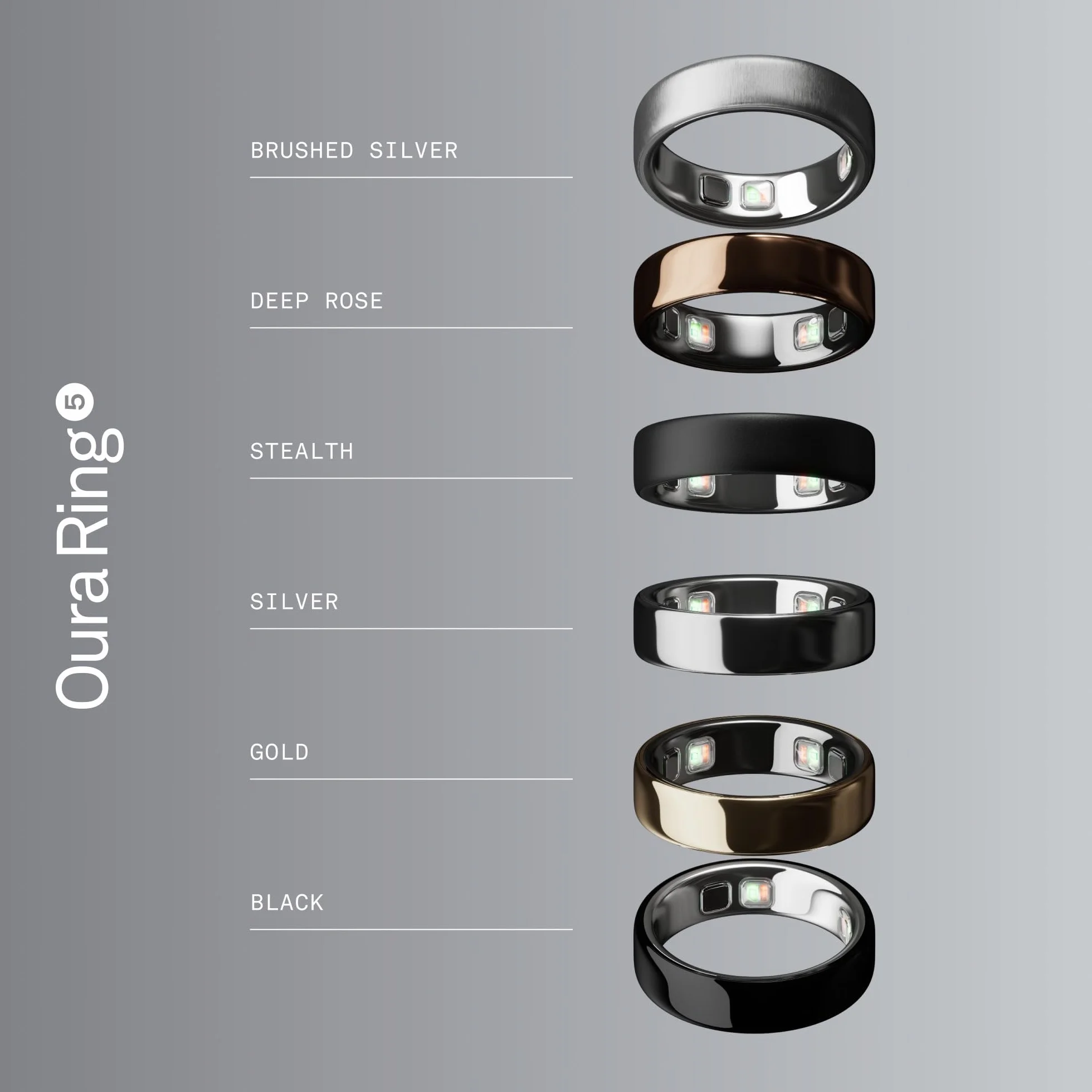 Oura Ring 5 Brushed Silver - Rozmiar 13 - Zmierz zanim kupisz