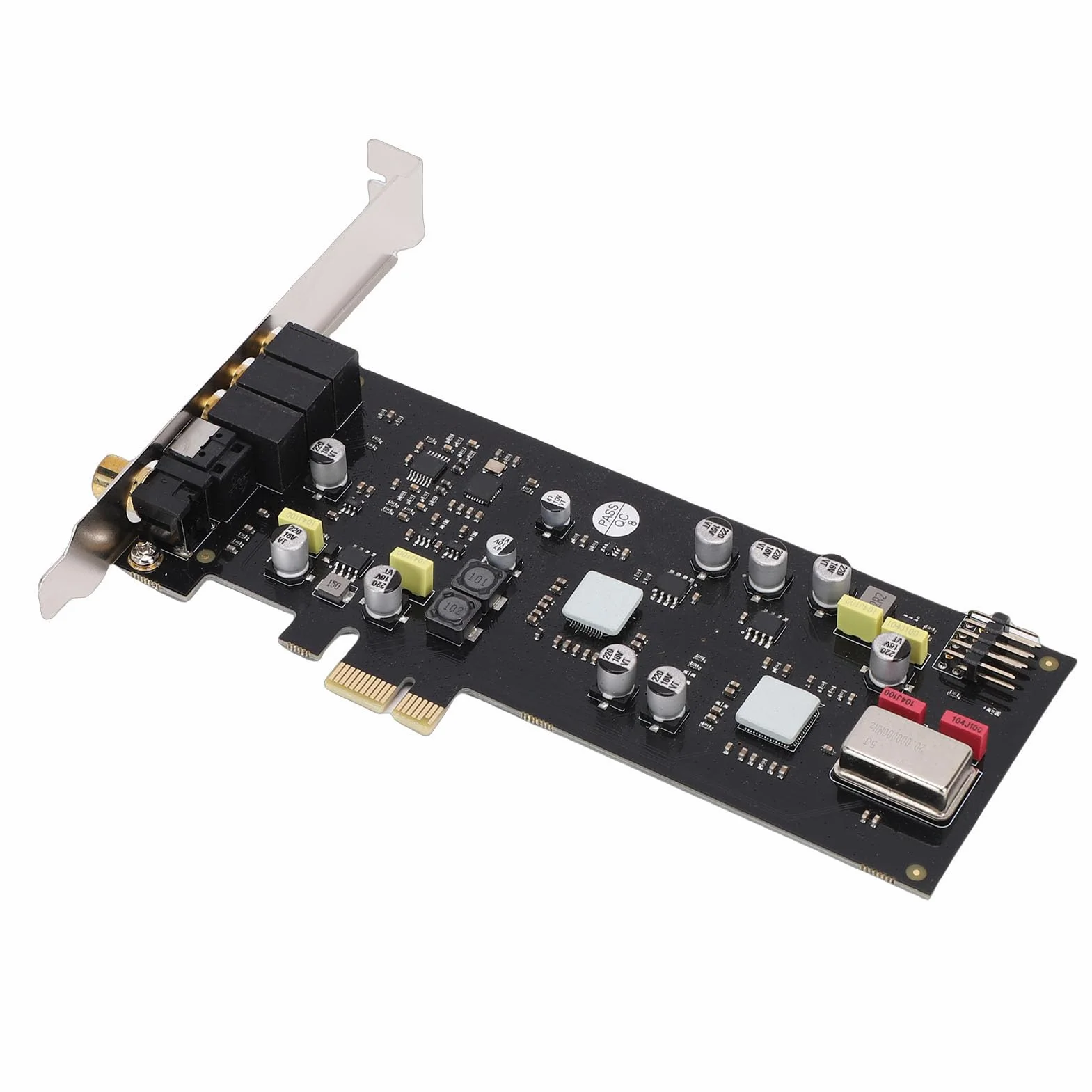 Karta Dźwiękowa PCIE do Komputera PC, Wewnętrzna Karta Dźwiękowa ze światłowodowym i Koncentrycznym Wyjściem Cyfrowym, częstotliwość Próbkowania 24 Bity/96 KHz