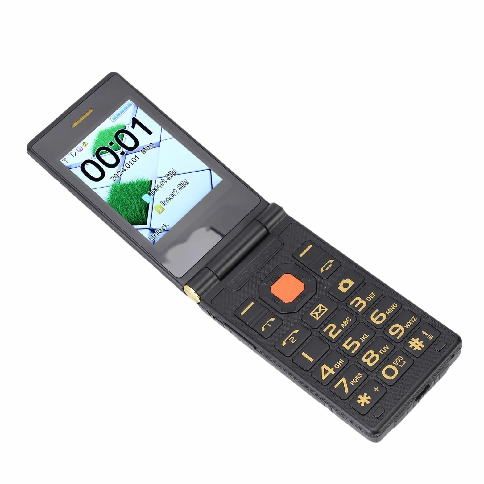 Bewinner Dual Ecran Flip Telefon z Aparatem, Dużymi Czcionkami, Systemem Transmisji Głosowej, Numery Rodzinne, Bateria 4800 MAh, GSM 850/900/1800/1900 MHz, Dual SIM Dual Standby, Obsługa (BLACK)