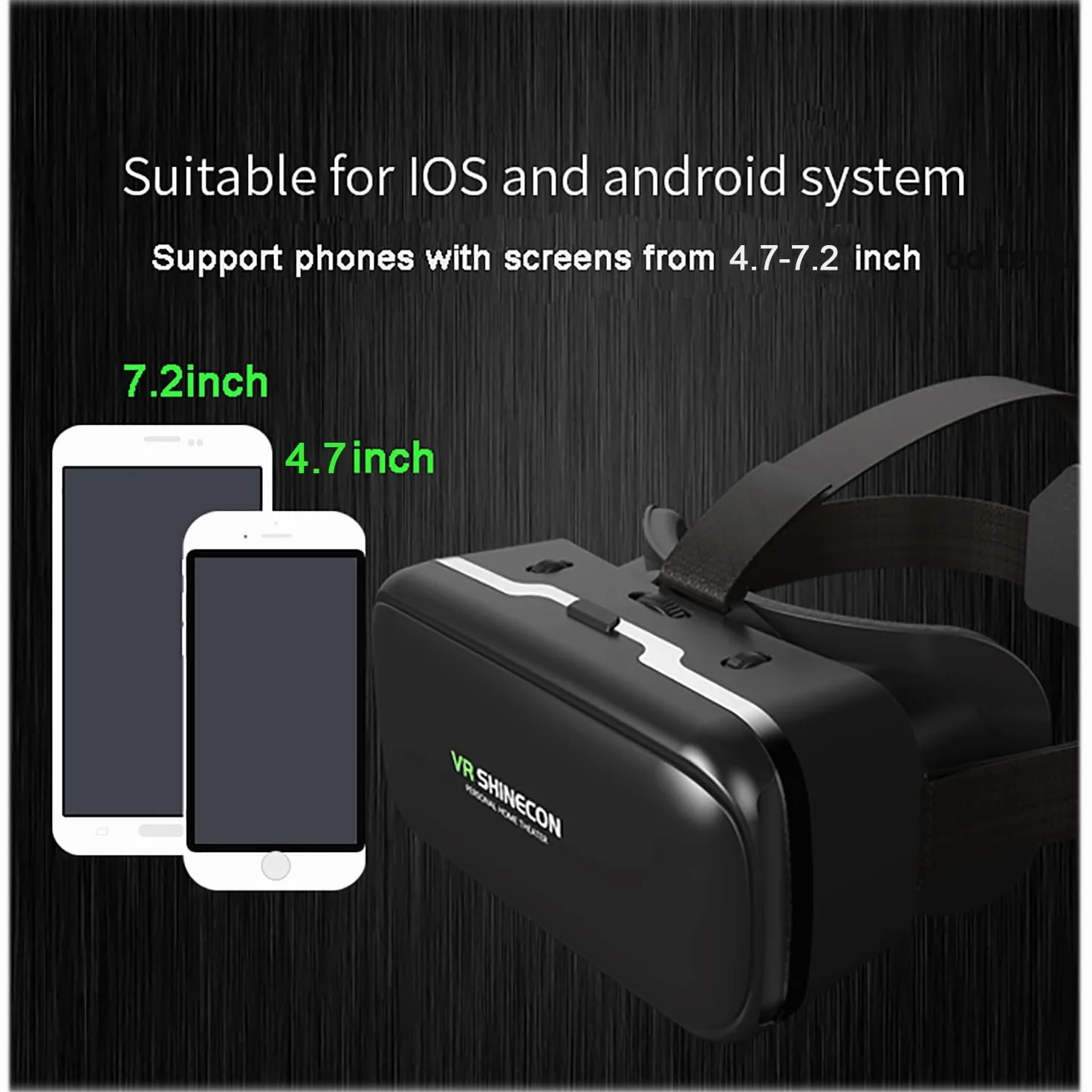 LONGLU Zestaw słuchawkowy VR z kontrolerem, kompatybilny z iPhone i Android, ulepszenie okularów VR ze słuchawkami, przeglądarka wirtualnej rzeczywistości 3D, obsługa smartfonów 4,7-7,2 cala