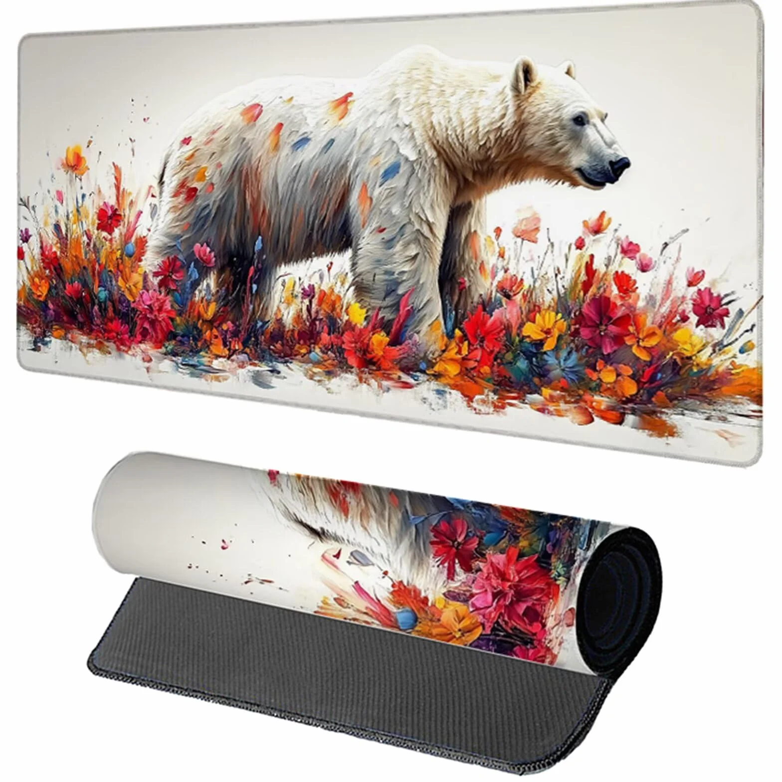 Podkładka pod mysz do gier biała podkładka pod mysz XXL 1200 x 600 x 3 mm, podkładka pod mysz ze zwierzętami podkładka na biurko duże biurko ze zszytymi krawędziami do klocków PC akcesoria do gier