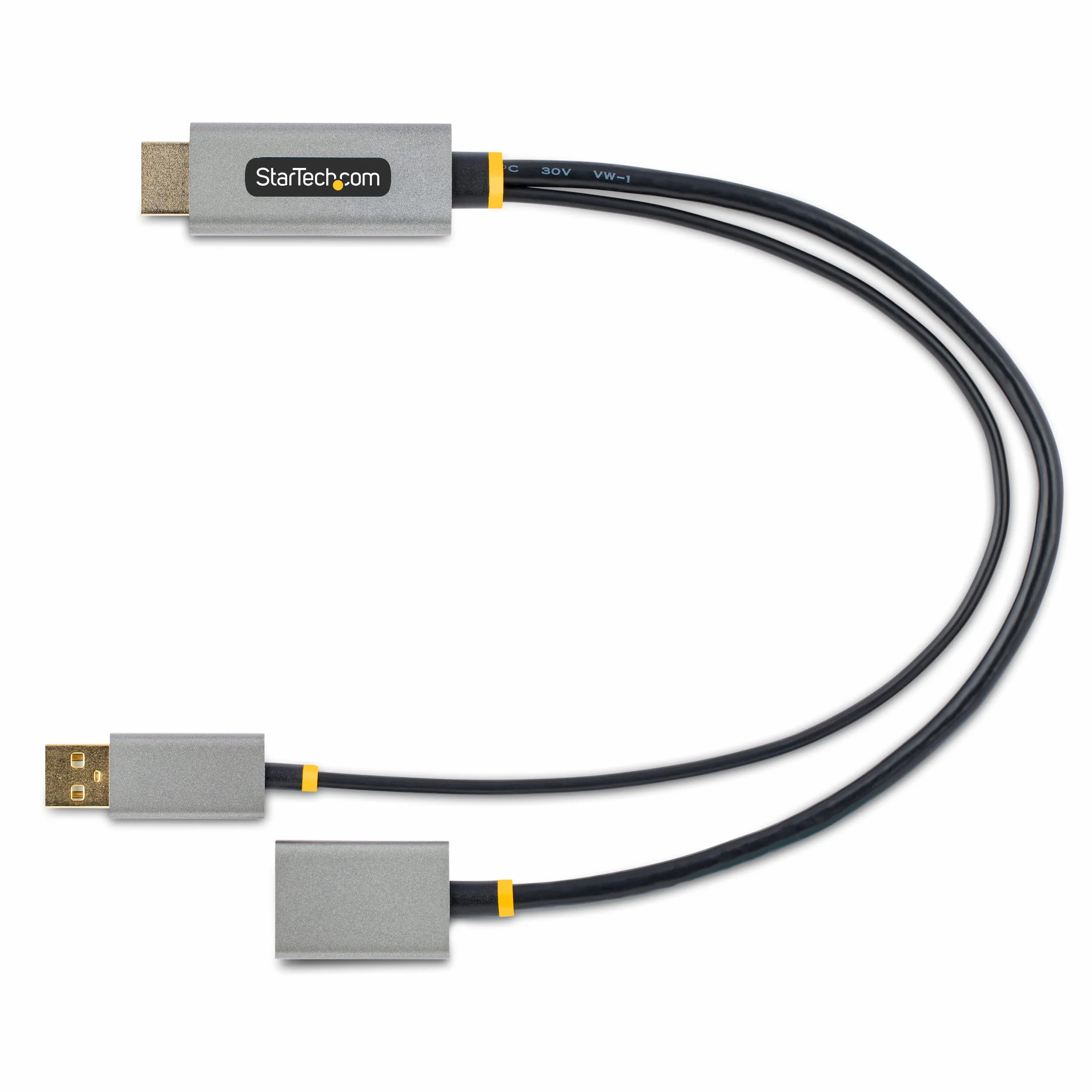 StarTech adapter/kabel HDMI na DisplayPort, aktywny konwerter HDMI 2.0 na DP 1.2, HDR, zasilanie magistralą USB, źródło HDMI do DisplayPort monitora do laptopów/PC (128-HDMI-DISPLAYPORT), szary