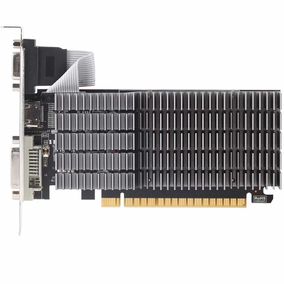 maxsun Karta graficzna NVIDIA GeForce GT 710 2 GB – karta graficzna GPU (pasywny, niski profil, niski pobór mocy, VGA, DVI-D, HDMI, GDDR3, HTPC, pasywny cichy system chłodzenia bez wentylatora)