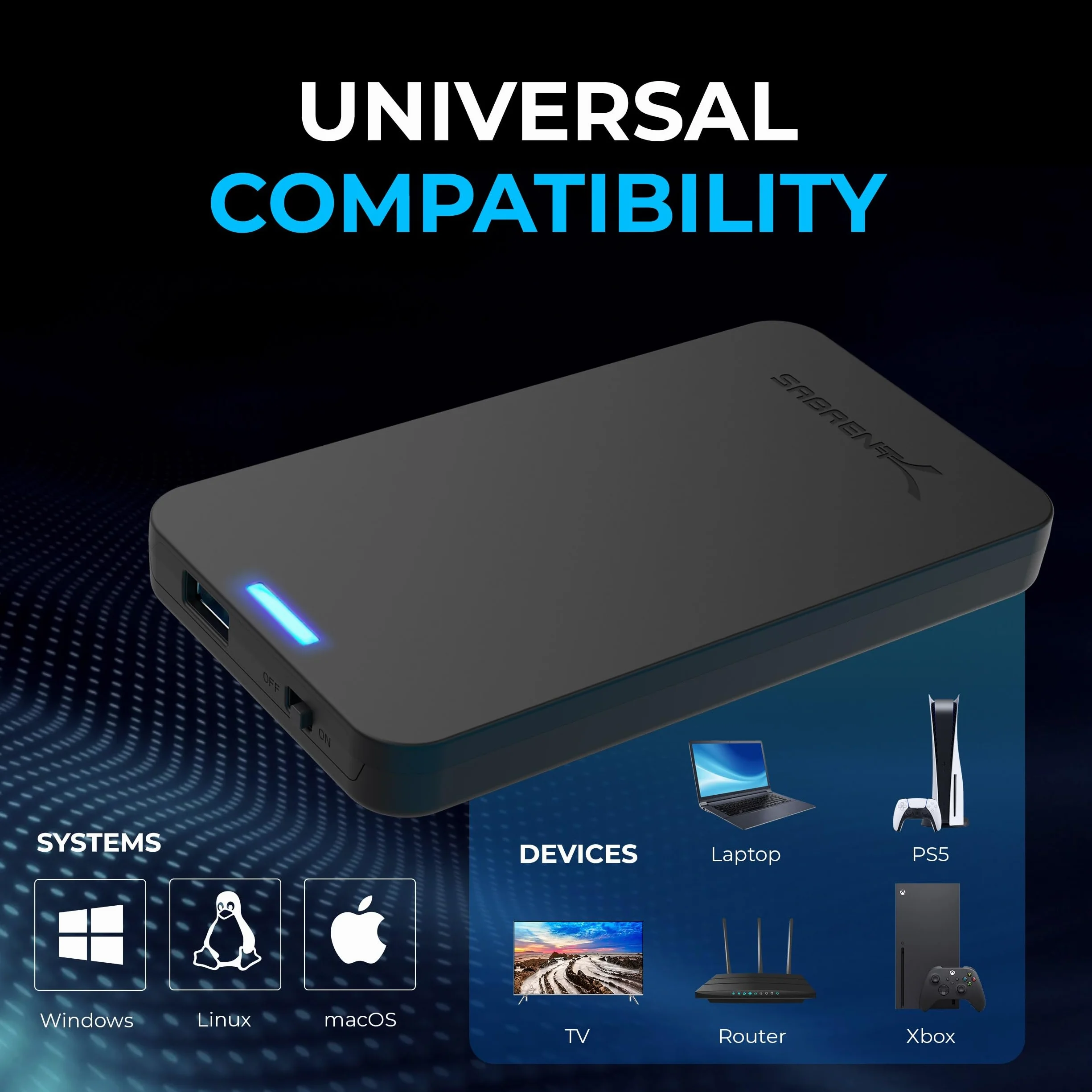 SABRENT 2.5 cala SATA na USB 3.0 Gen 1 SSD/HDD Zewnętrzna obudowa dysku twardego, zewnętrzna obudowa dysku twardego, adapter dysku twardego 7 mm/9,5 mm, [Obsługa SATA I II III UASP] Czarny (EC-UASP)