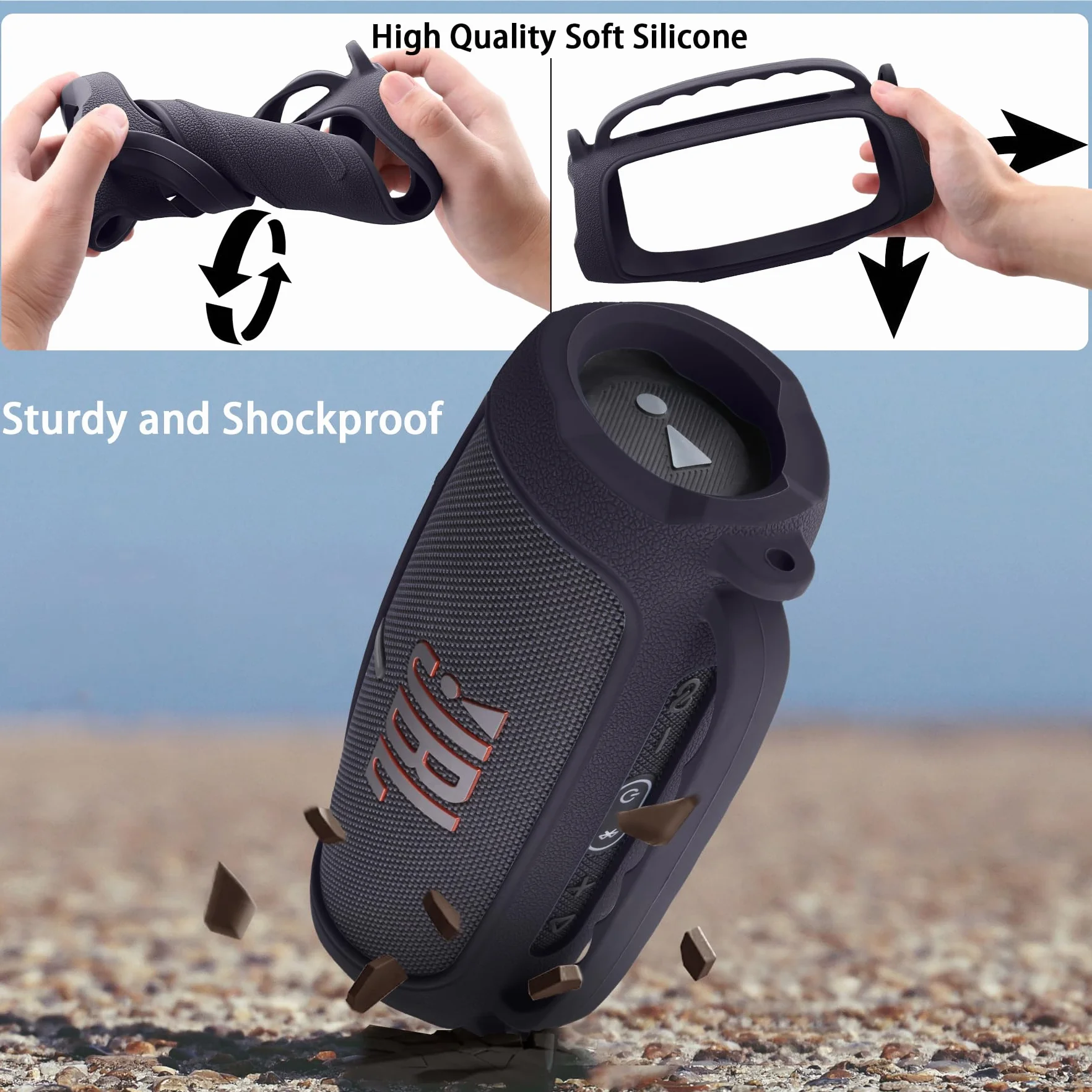 co2CREA Silikonowe etui ochronne etui na głośnik do JBL Charge 5 Przenośny głośnik Bluetooth (Głośnik nie jest dołączony)