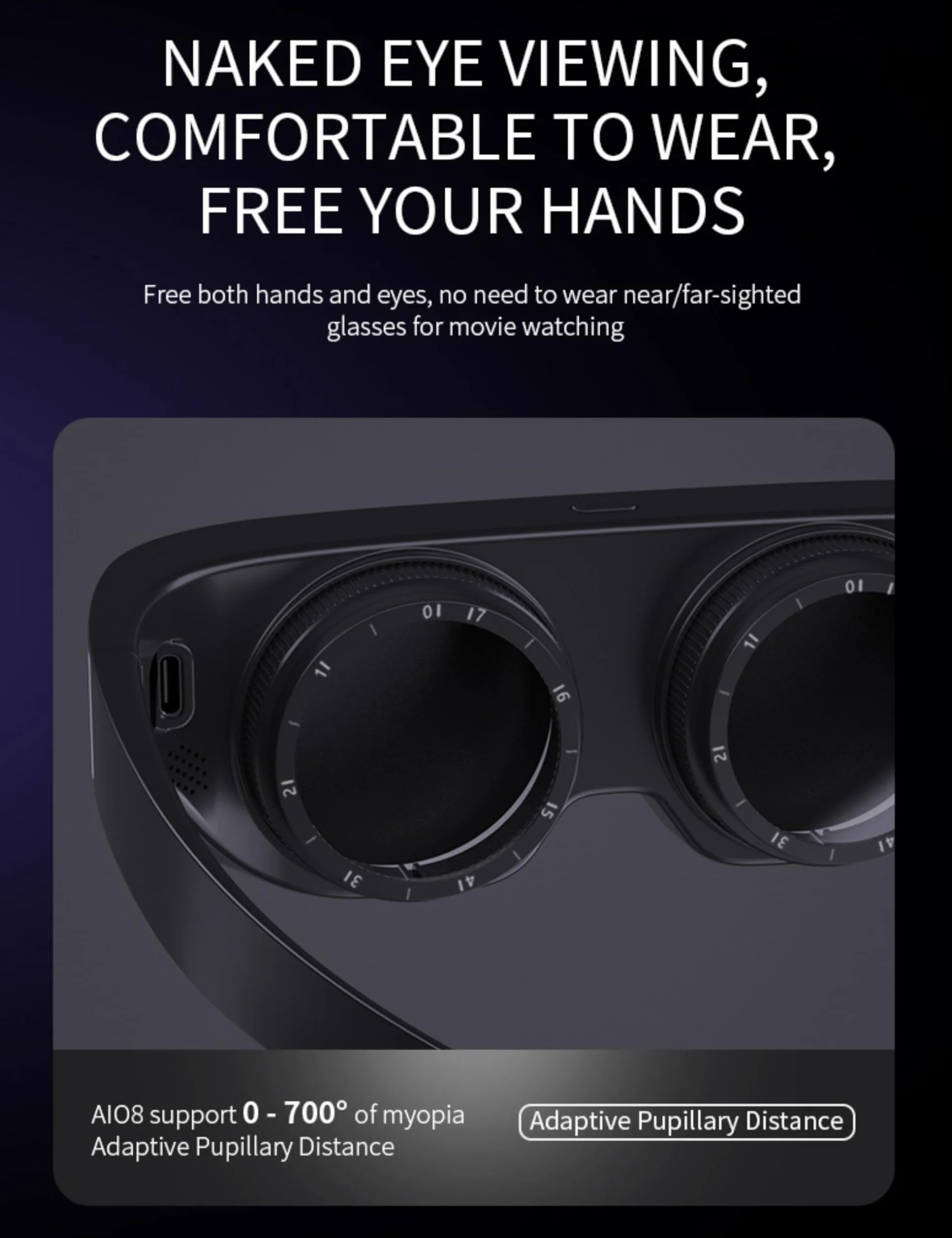 Okulary Wideo 3D z Ekranem Bezprzewodowego Wi-Fi 4K, 2,1-calowe Inteligentne Okulary VR 1058PPI, Okulary Wirtualnej Rzeczywistości, Okulary do Wyświetlania Gier HD dla