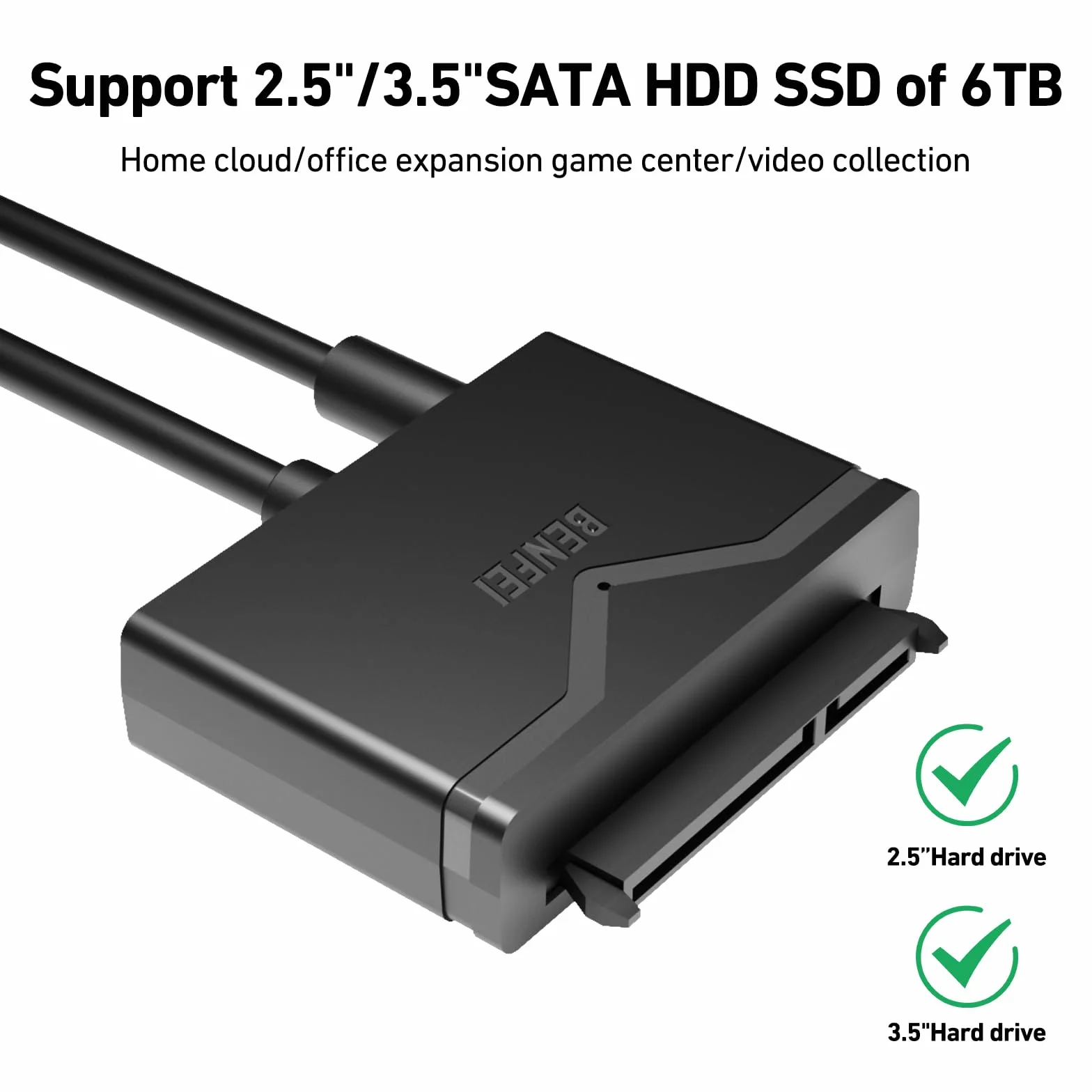 BENFEI Adapter USB 3.0 na SATA III 2,5/3,5 cala HDD/SSD 12V 2A UASP