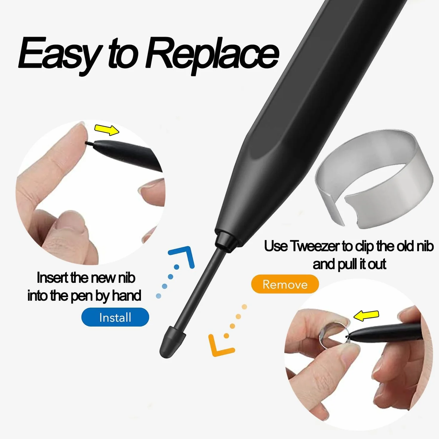Zapasowe końcówki do Remarkable 1/2, Boox Pen2 Pro, Boox Pen Plus, Boox Triangle Pen, BOOX Wacom Stylus, Boox Max/Note/Nova/Go/Tab Ultra&Mini, czarne