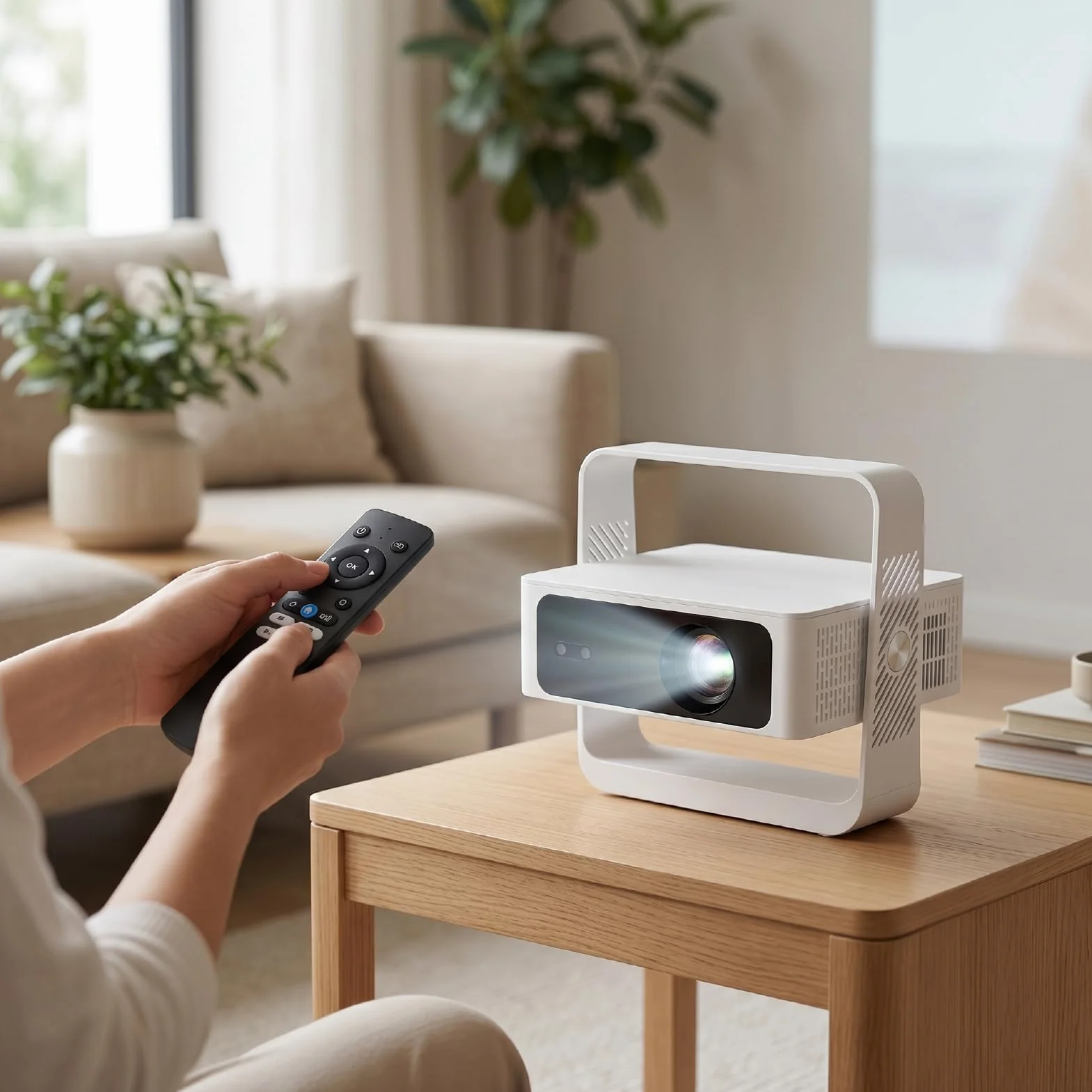 Naroote Inteligentny Projektor z WiFi Bluetooth 200 ANSI Autofokus 360° (wtyczka UE)