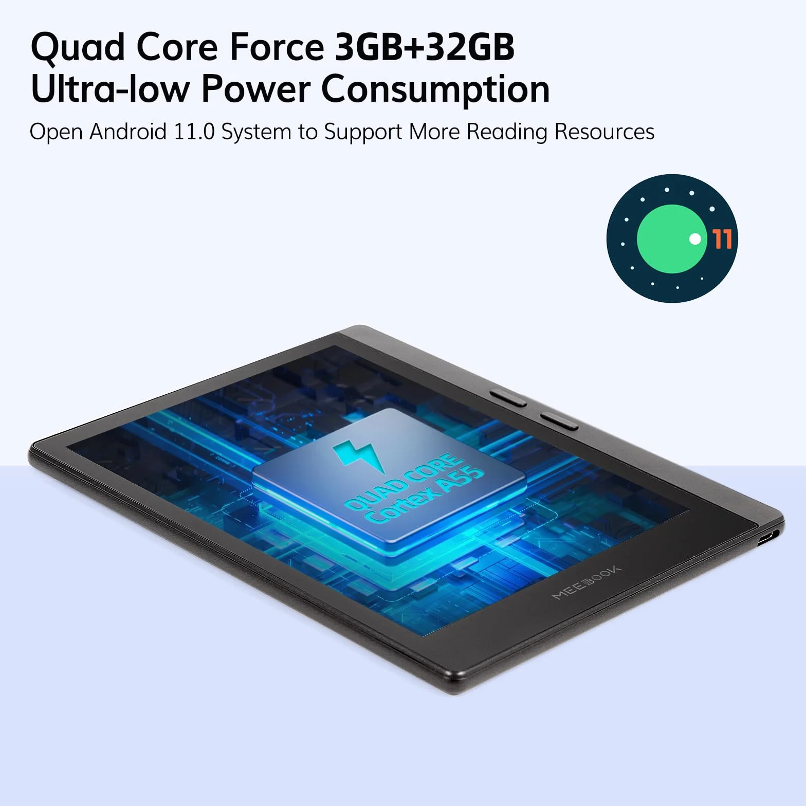 Meebook E-Reader M7 | 6.8' Eink Carta Screen | 300PPI Smart Light | Android 11 | Ouad Core Processor | Out Speaker | Support Google Play Store | 3GB+32GB Storage | Micro-SD slot | Gray