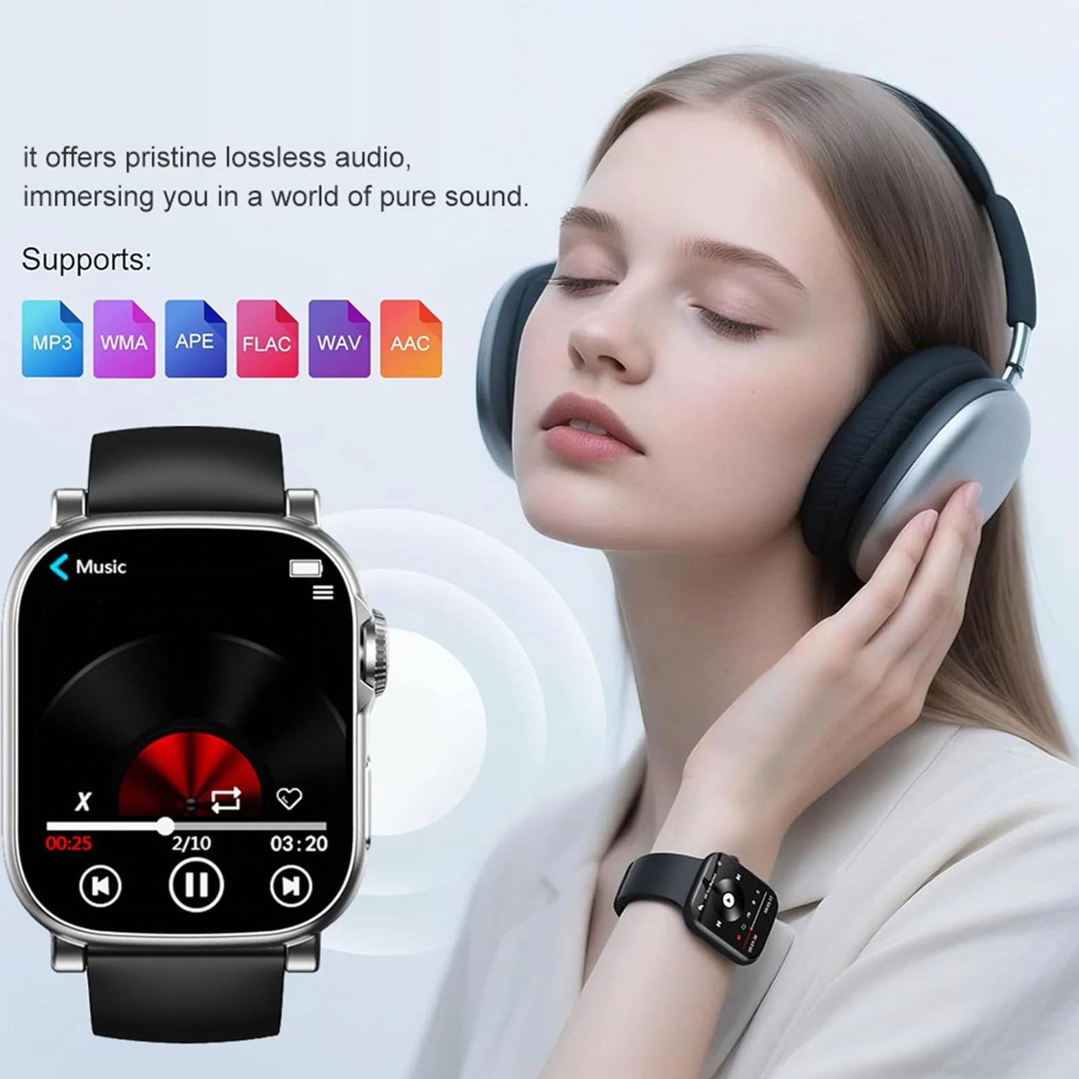 Sxhlseller Przenośny Odtwarzacz MP3 z Bluetooth 5.4, Odtwarzacz Muzyki z 2,01-calowym Ekranem Dotykowym do Biegania Sportowego, Dyktafon, Monitor Fitness (128GB)