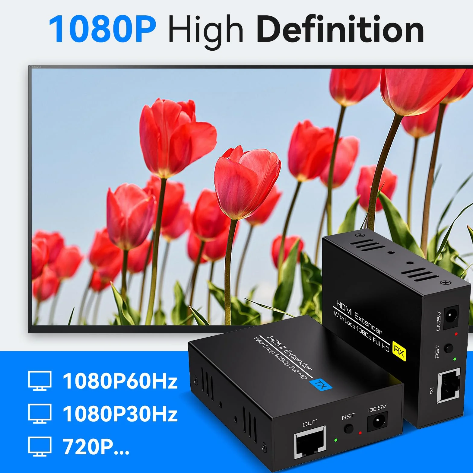 VEDINDUST Przedłużacz HDMI 4K30HZ 131FT/40M HDMI Over Ethernet HDMI RJ45 HDMI Ethernet przez Cat5e/Cat6 kabel transmiter HDMI Repeater obsługuje 4k 1080P 3D POC EDID