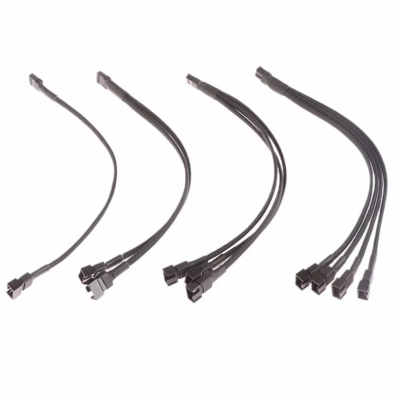 1 kabel dystrybutora wentylatora 4-pinowy kabel adaptera 1 do 1 2 3 4 komputer dystrybutor wentylatora procesora PC przedłużacz kabel zasilający akcesoria (1 do 2)