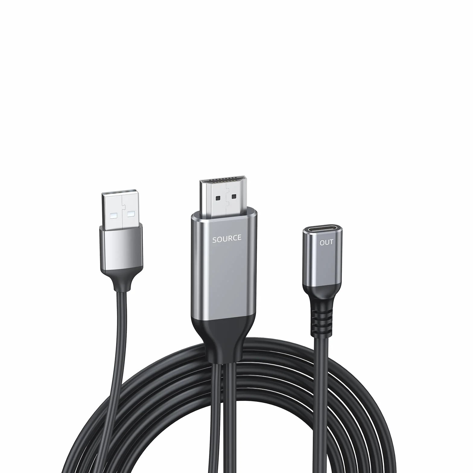 Kabel przejściowy HDMI na USB-C żeński 4K przy 60 Hz, jednokierunkowy HDMI do typu C do przenośnych monitorów, laptopów, projektorów, okularów Xreal Air/Rokid AR