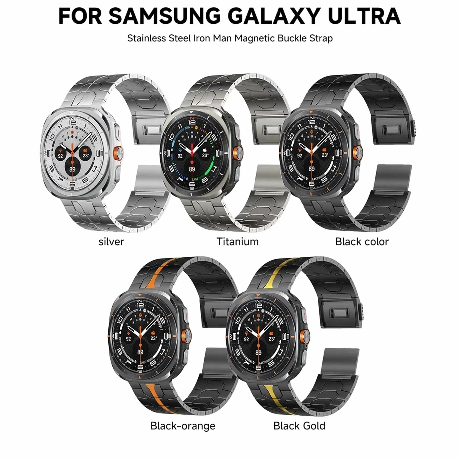 Magnetyczne zapięcie pasek ze stali nierdzewnej do Samsung Galaxy Watch 7 Ultra 47 mm luksusowa metalowa opaska na nadgarstek do Galaxy Watch Ultra paski do zegarków