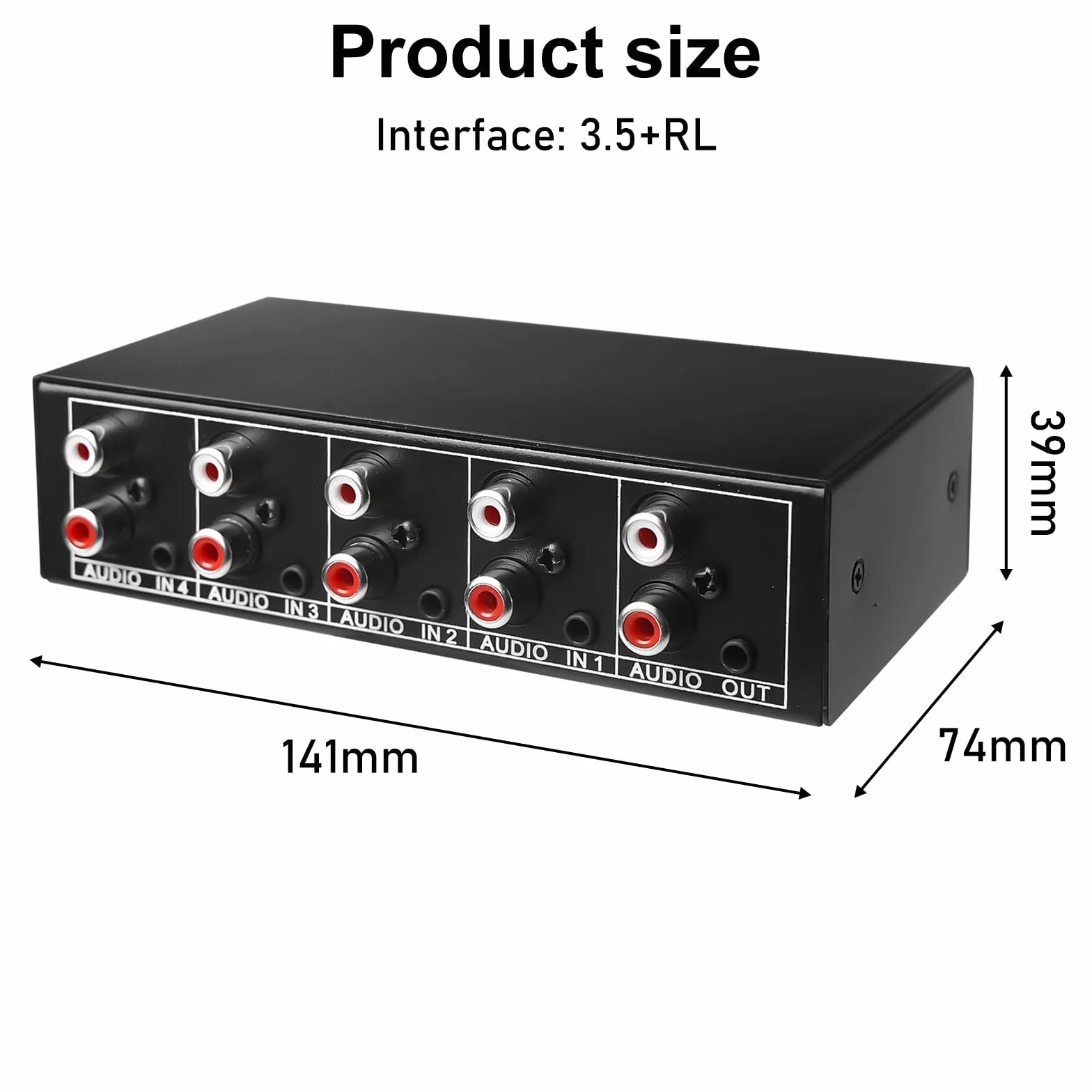 Aicharynic Przełącznik audio, przełącznik audio 4 w 1 wyjście, przełącznik audio pomocniczy 3,5 mm + RCA L/R, dwukierunkowy przełącznik audio, pole wyboru audio, rozdzielacz audio