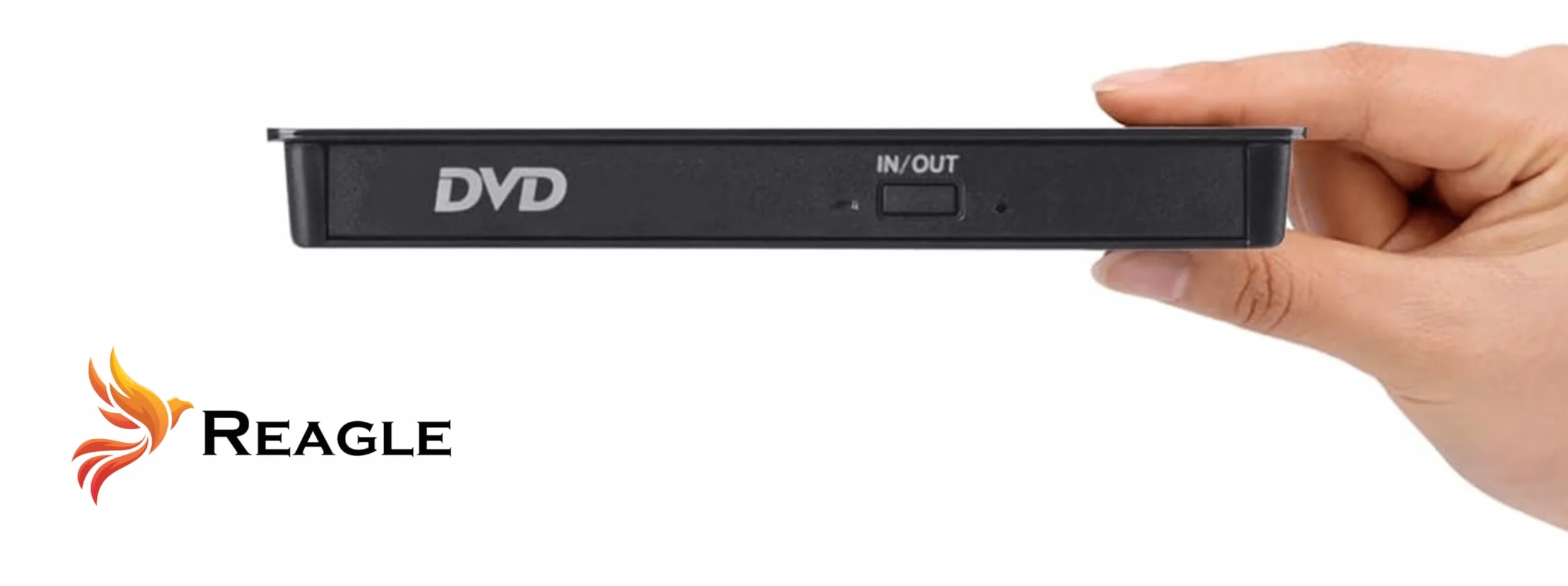 Reagle Zewnętrzny napęd CD/DVD USB-C i USB-A 2 w 1, zewnętrzny palnik i czytnik do laptopów Windows Linux Plug & Play USB 3.2 Gen 1 5 Gbps Slim Design czarny