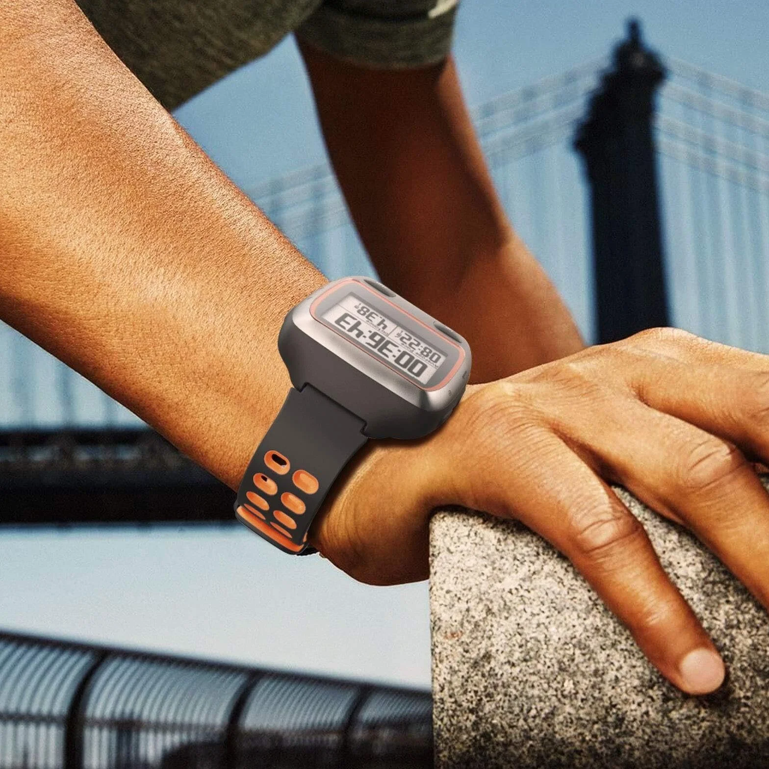 Pasek do zegarka Garmin Forerunner 310XT, miękki silikonowy pasek do zegarka, zamiennik do smartwatcha Forerunner 310XT, szaro-pomarańczowy