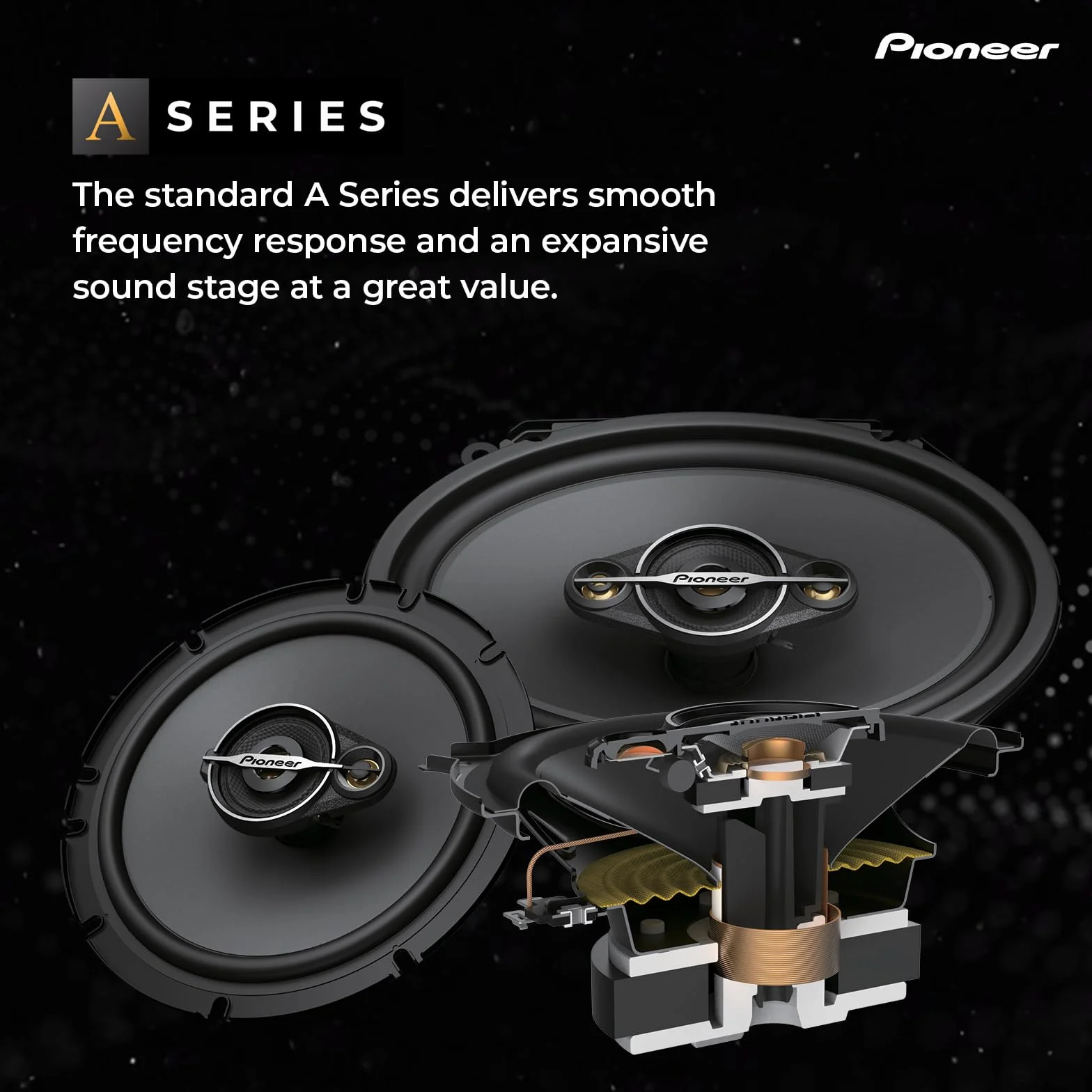 Pioneer TS-A1671F 16,5 cm 3-drożny koncentryczny zestaw z 2 głośnikami (każdy o mocy maks. 320 W, sinusie 70 W), wysoka wydajność, głębokość montażu 48 mm, otwór montażowy 144 mm, z maskownicą | Idealne ulepszenie fabryczne, zrównoważony dźwięk + gładkie