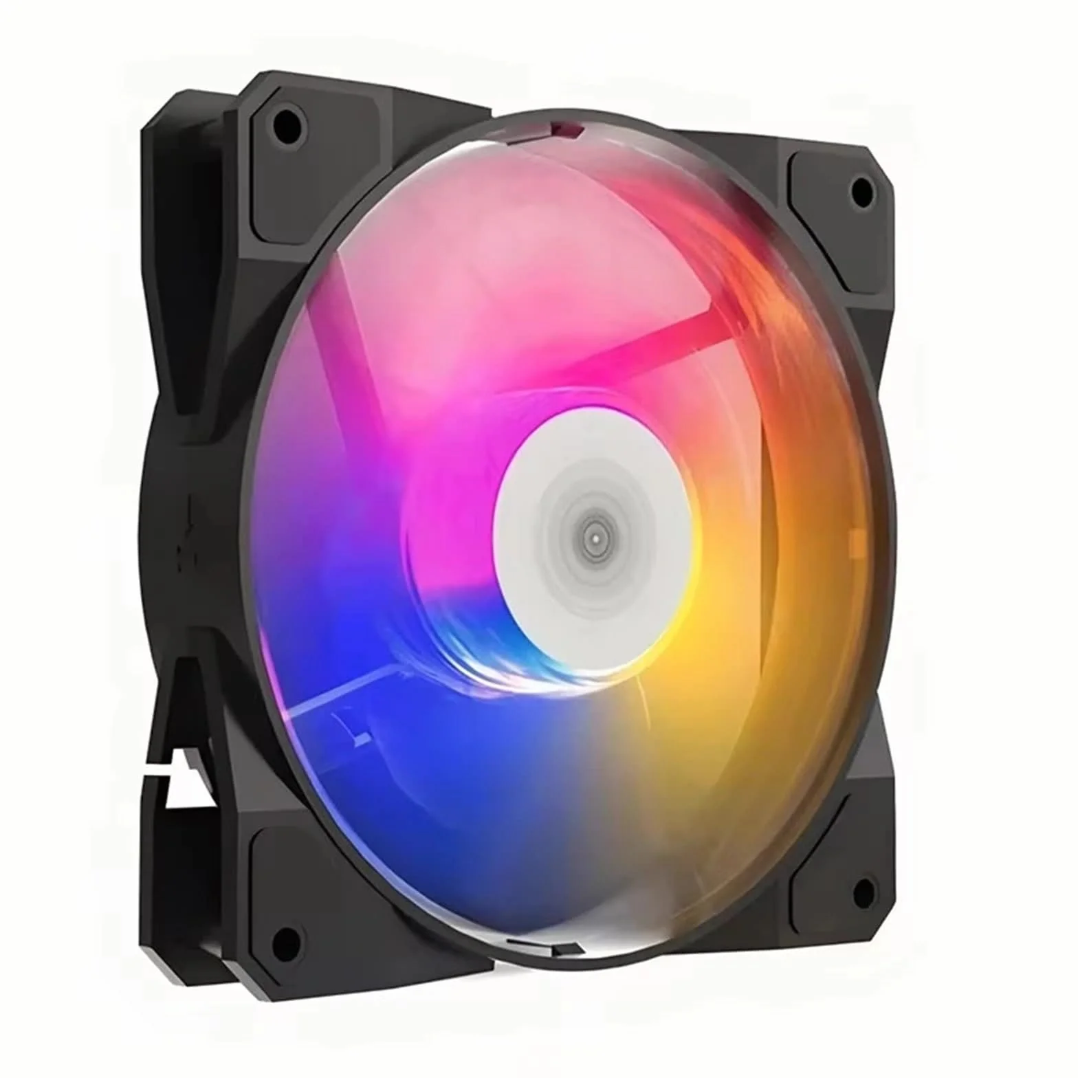 Cichy wentylator chłodzący RGB LED 120 mm 12 V 4 piny do komputera chłodzącego ciecz gry z efektem tęczowego światła o wysokiej wydajności. (BLACK)
