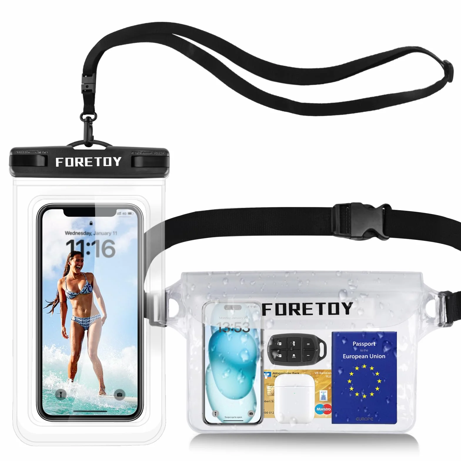 FORETOY Wodoszczelna torba na telefon IPX8 etui ochronne do sportów wodnych