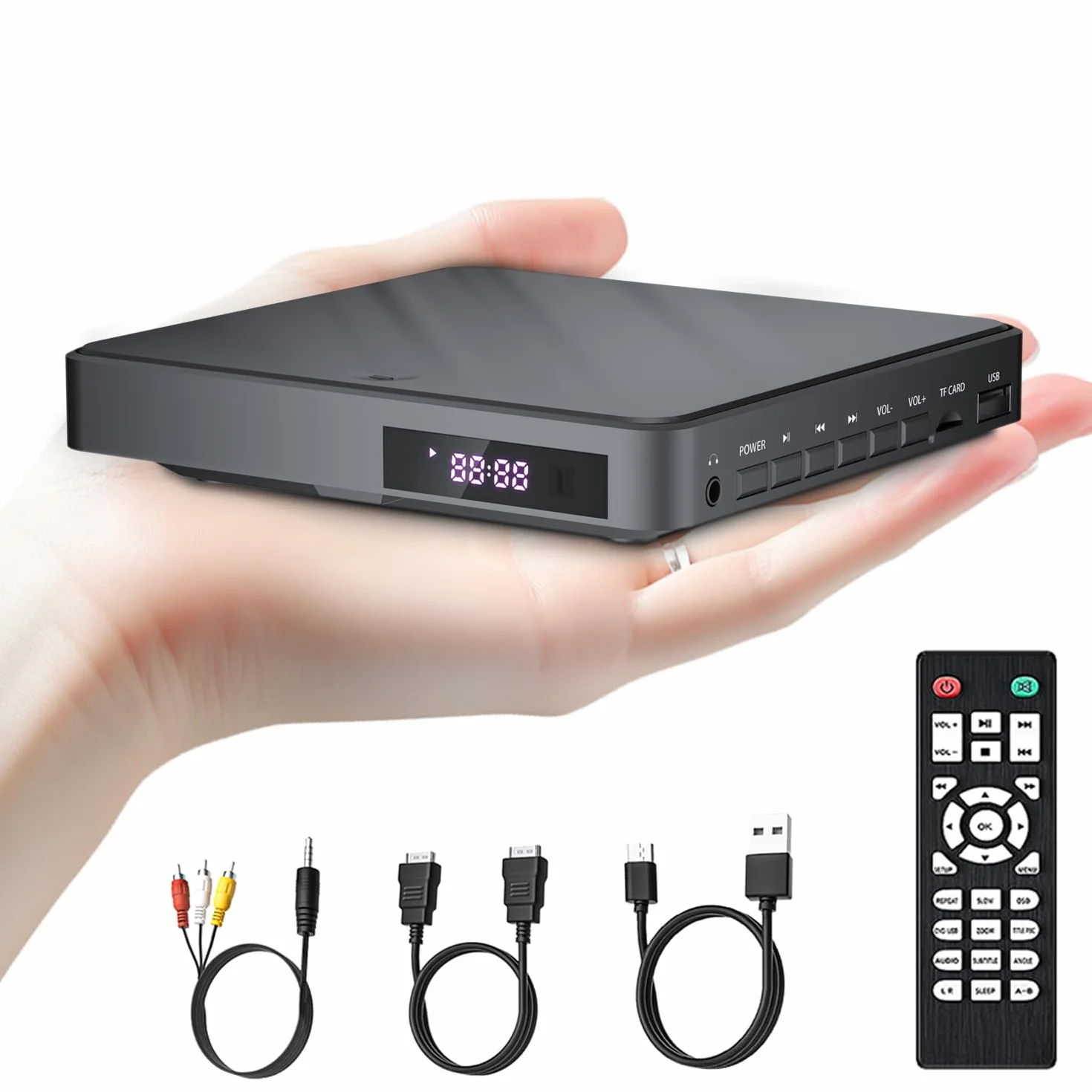 Desobry Odtwarzacz DVD do Telewizora z Wejściami USB/TF, HDMI/RCA, Korekcja Błędów i Redukcja Szumów