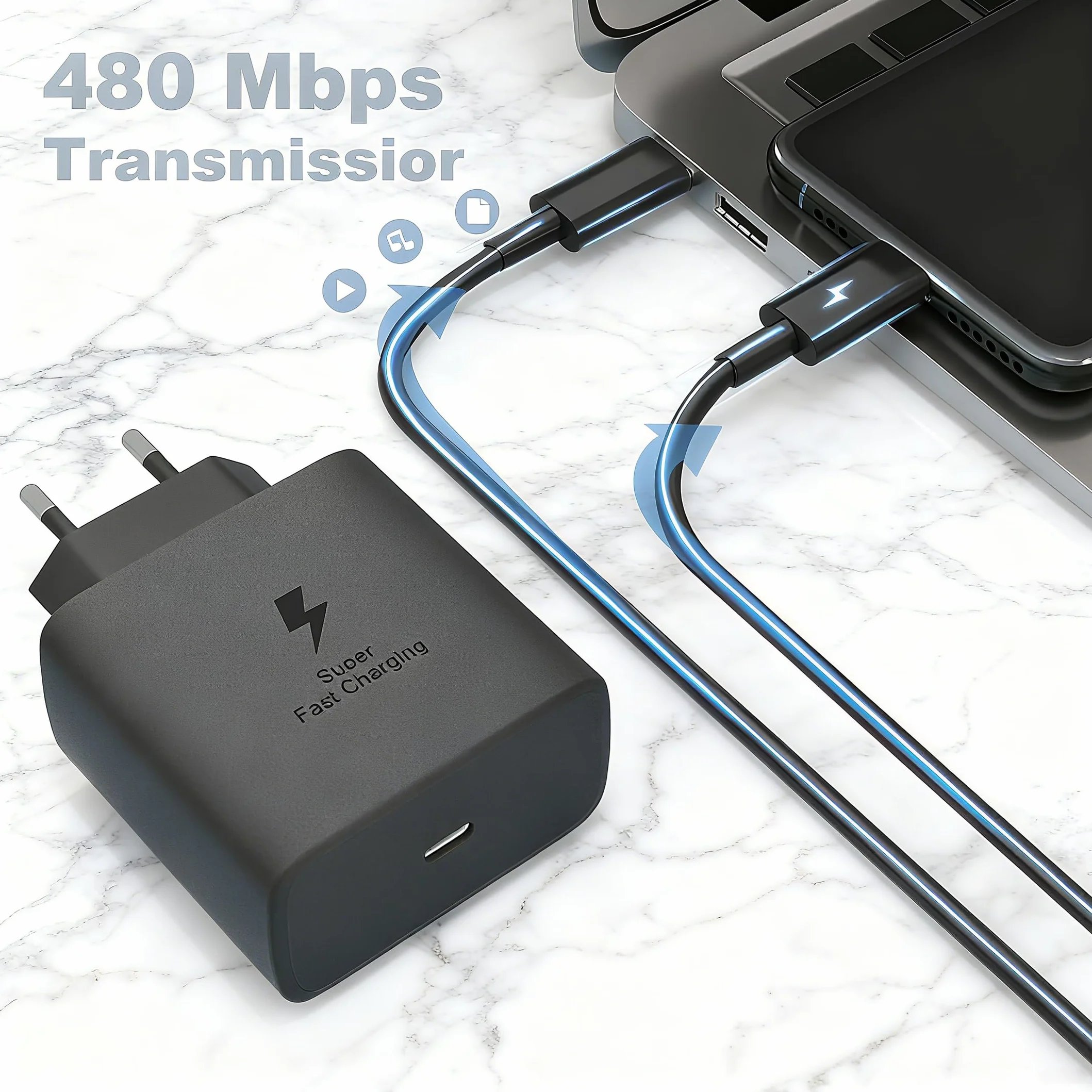 45W USB C Superszybka ładowarka kompatybilna z Samsung Galaxy S25 Ultra/S25+/S25/S24 Ultra/S24+/S24/S23 Ultra/S22/S21/A16/A15/A25/A06, Z Fold 6/Flip 6, wtyczka USB typu C z kablem C do C