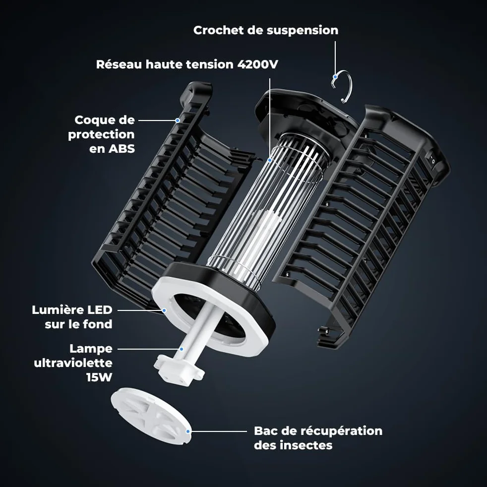 YISSVIC Lampa przeciw komarom 4200 V 15 W UV LED IPX4