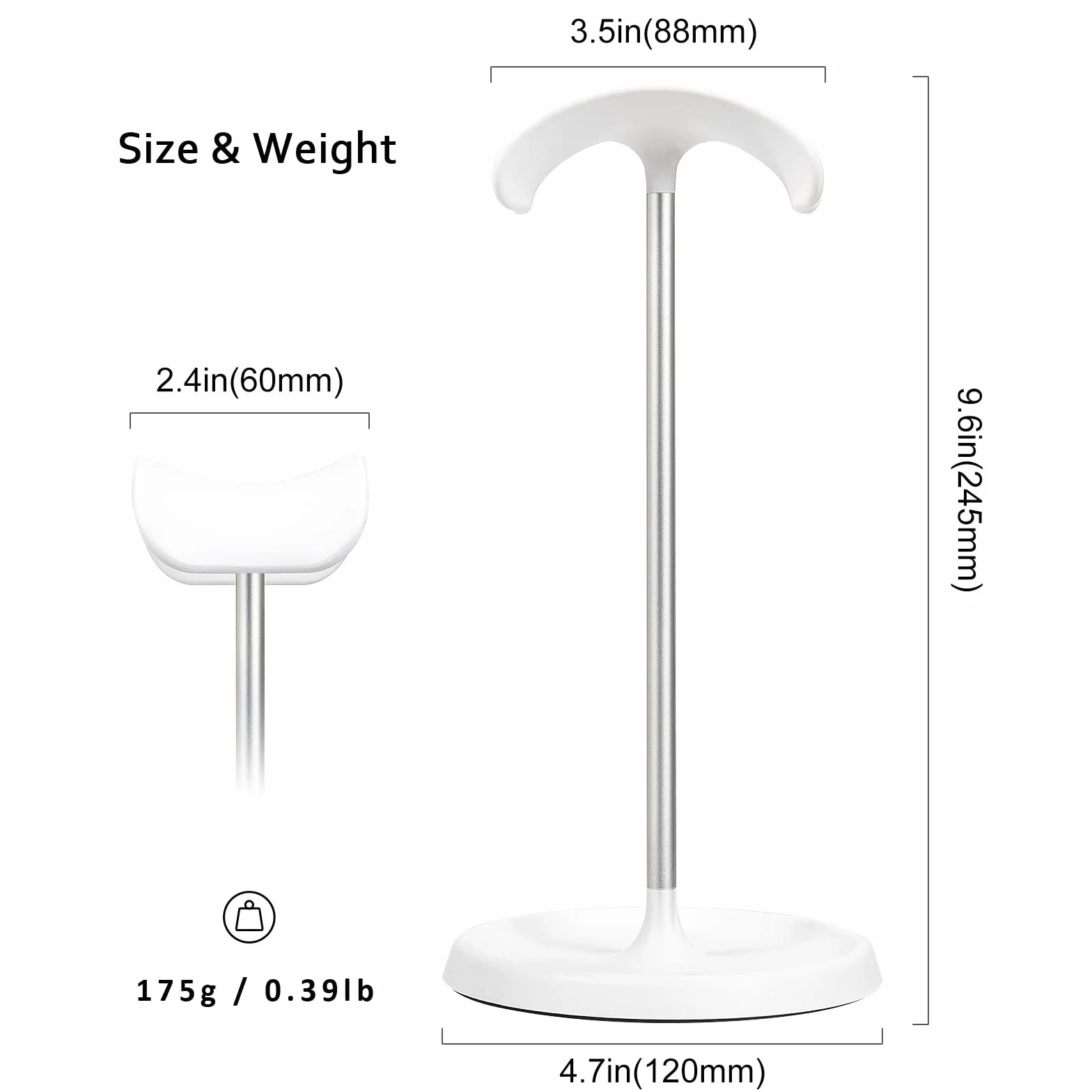 Stojak na słuchawki, zakrzywiony, z tacą do przechowywania, ciężka podstawa, uchwyt na słuchawki gamingowe do AirPods Max, AirPods, AirPods Pro, Beats, Bose, Sennheiser, Sony i innych (biały)