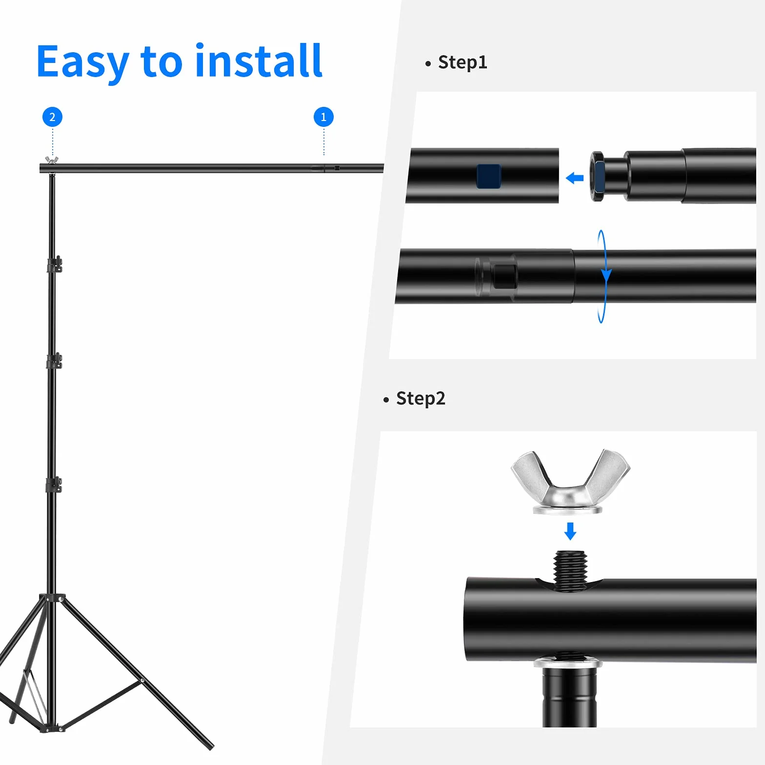 Neewer® System wsparcia tła, 2,6 m x 3 m, zestaw z torbą do przenoszenia na tło typu muślin, papier i płótno