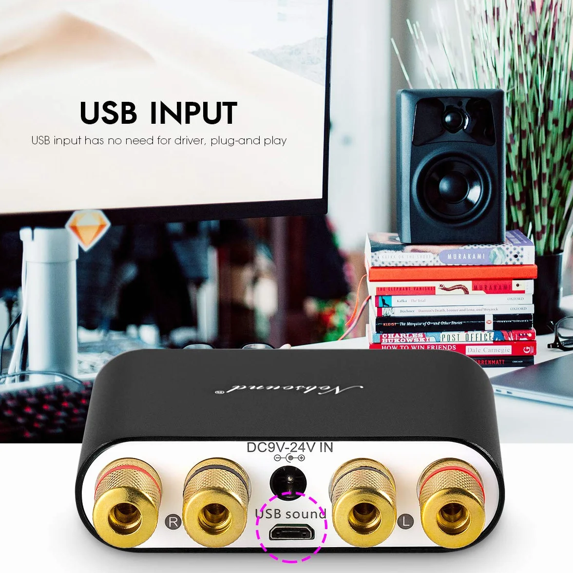 Nobsound NS-10G Mini wzmacniacz cyfrowy Bluetooth 5.0-100 W, z zasilaczem, czarny