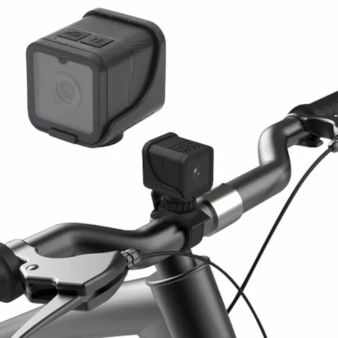 Kamera Rowerowa na kierownicę, Rowerowa Kamera Wideo 1080P z Zabezpieczeniem Przed Wstrząsami, Kamera Sportowa o Szerokim Kącie Widzenia 120°,Kamera Sportowa, Wodoodporna Kamera