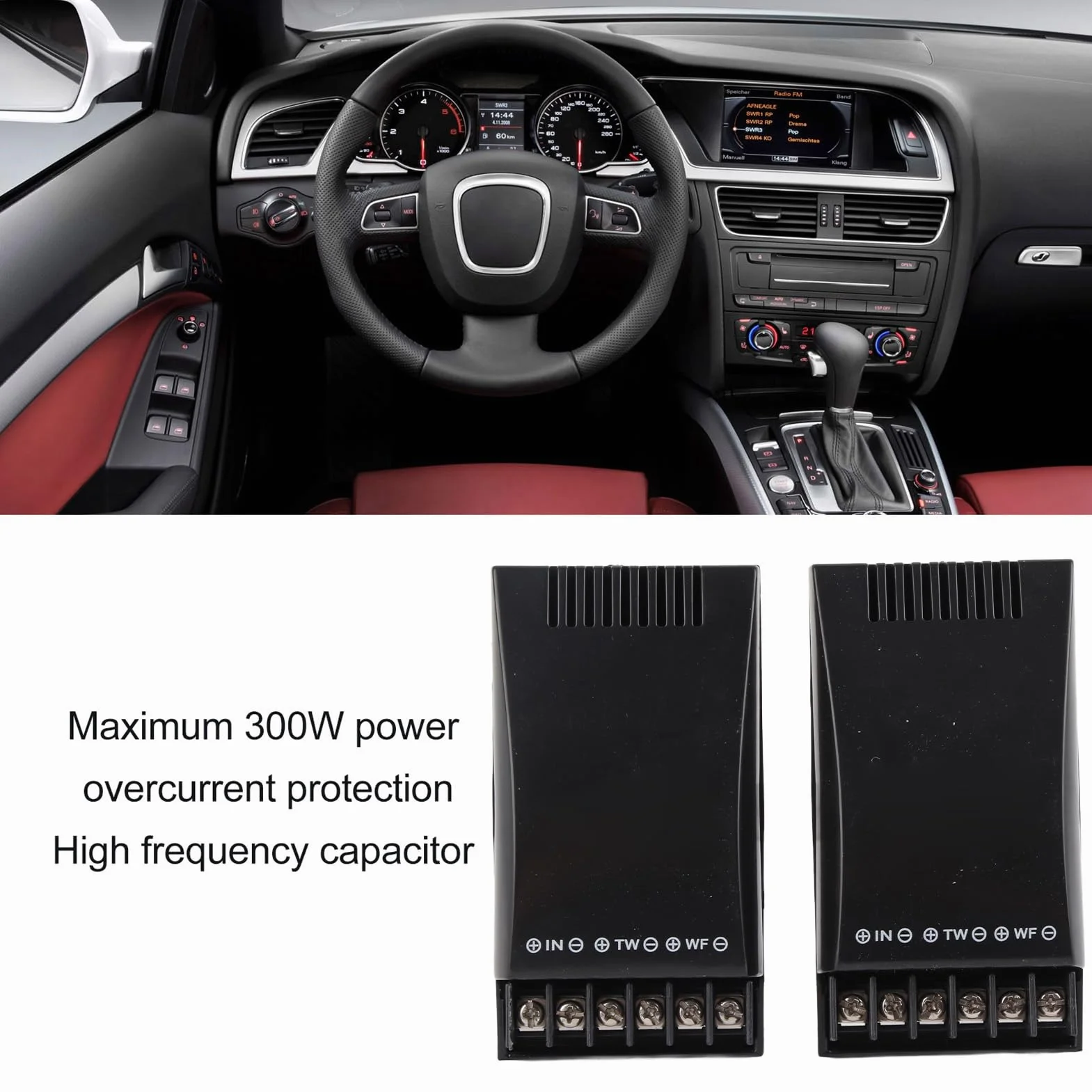 Samochodowa zwrotnica audio, maks. 300 W, 2 szt. do pojazdu