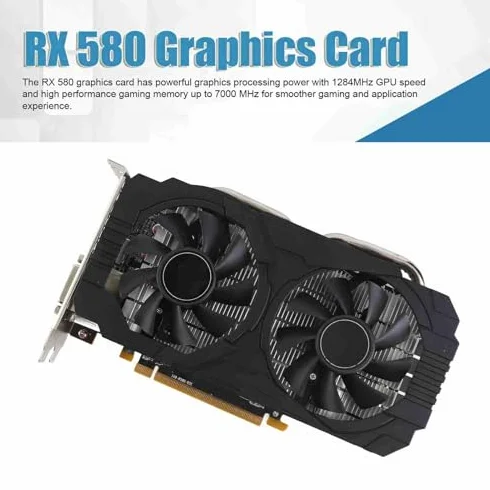 Karta Graficzna RX 580, 8 GB Karta Graficzna Wideo GDDR5 PC Oryginalna 256-bitowa z 2 Wentylatorami Chłodzącymi Interfejs PCI Express 3.0x16 Karta Graficzna do Gier do Komputera