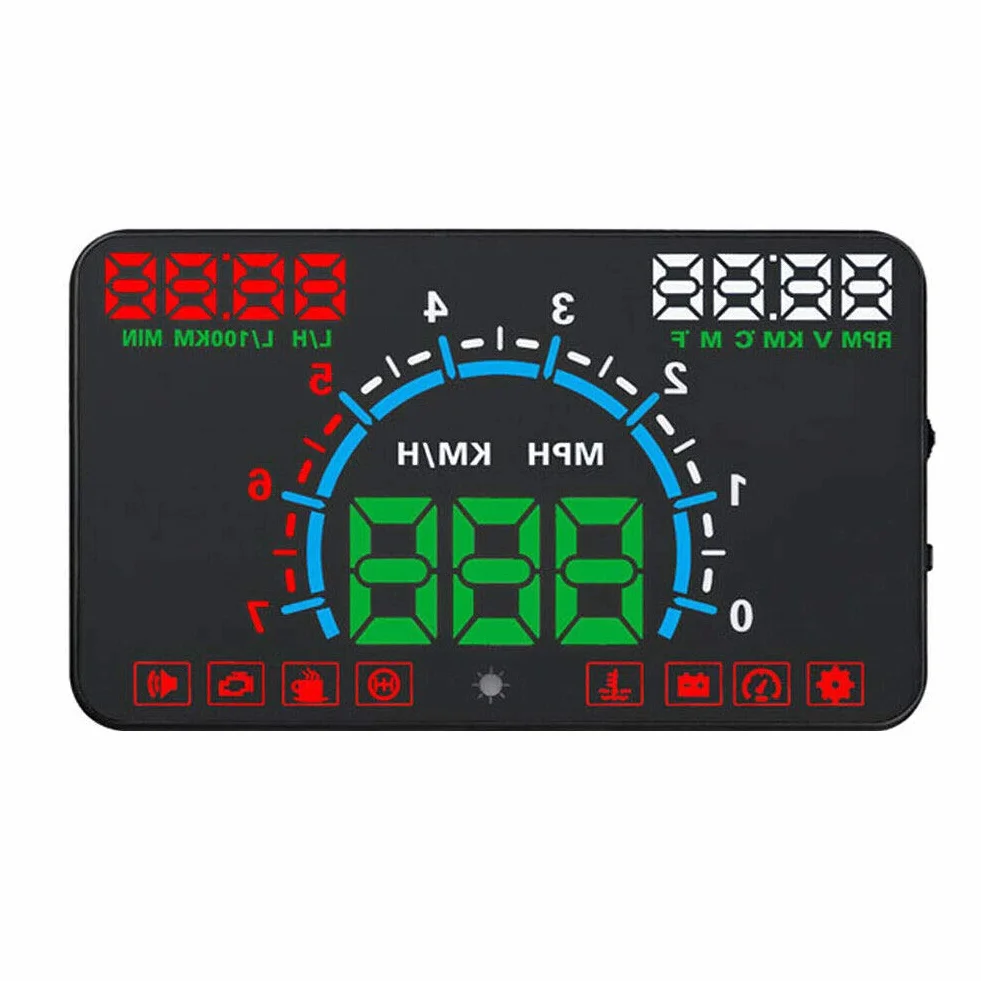 Wyświetlacz samochodowy HUD, cyfrowy tachometr do projektora Riloer Car Head Up z ekranem HD 5,8", interfejsem OBDII EUOBD, RPM