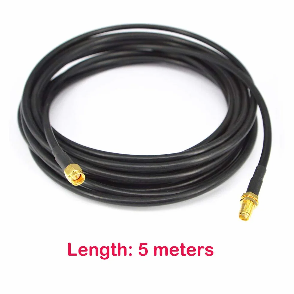 Adapter SMA męsko-żeński, kabel koncentryczny 5m, przedłużacz anteny WLAN 50 Ohm