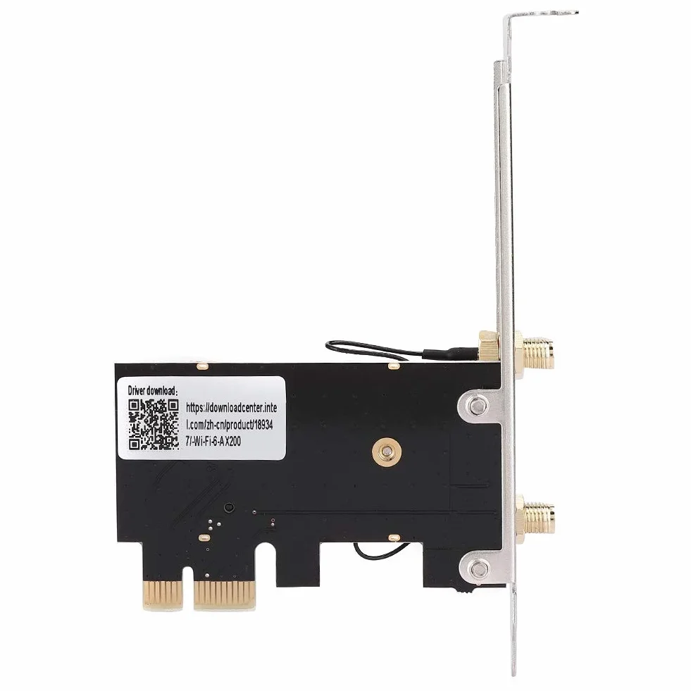 Cocoarm Karta Sieciowa z podwójną anteną, Karta Sieci Bezprzewodowej PCIe X1 dla AX200, WiFi 6 2.4G 574Mbps 5G 2400Mbps, Bluetooth 5.0, MU MIMO do Strumieniowego Przesyłania Gier Komputer
