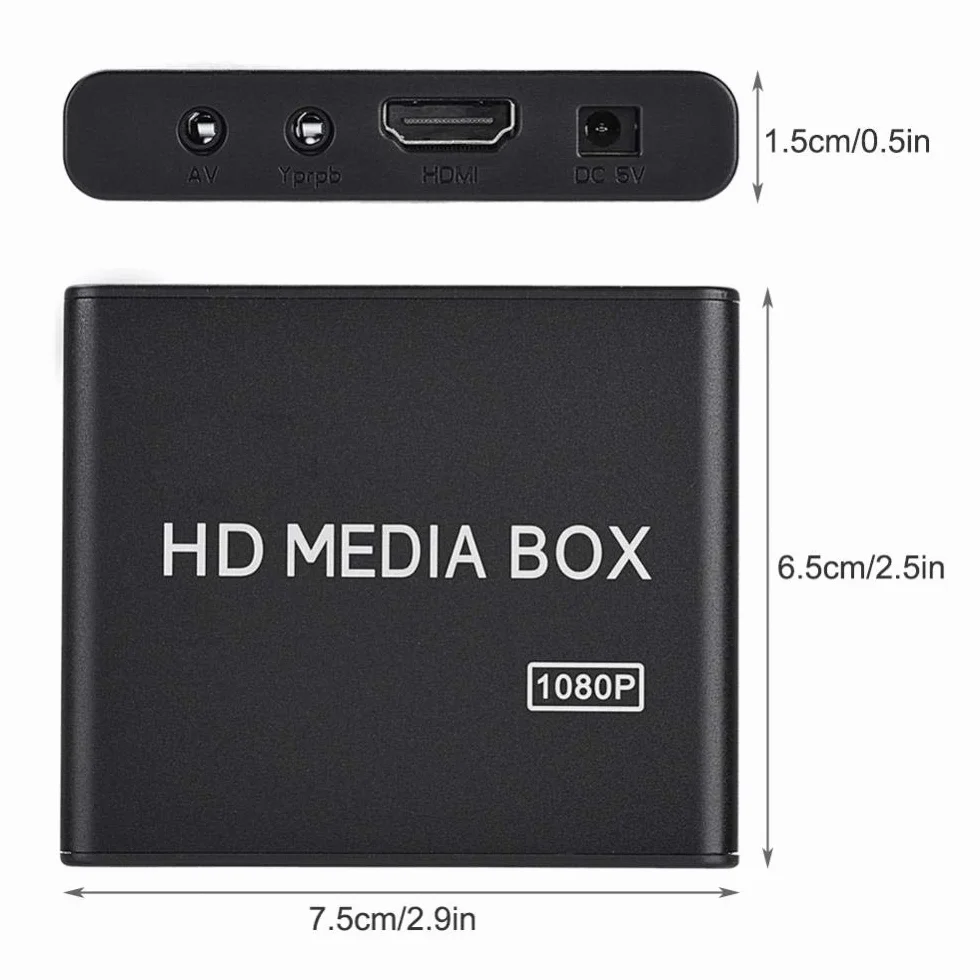 Topiky Odtwarzacz multimedialny HD 1080p, VGA, odtwarzacz multimedialny, obsługa MMC RMVB MP3 AVI MKV, z pilotem zdalnego sterowania, obsługuje karty SD i urządzenia USB (UE)