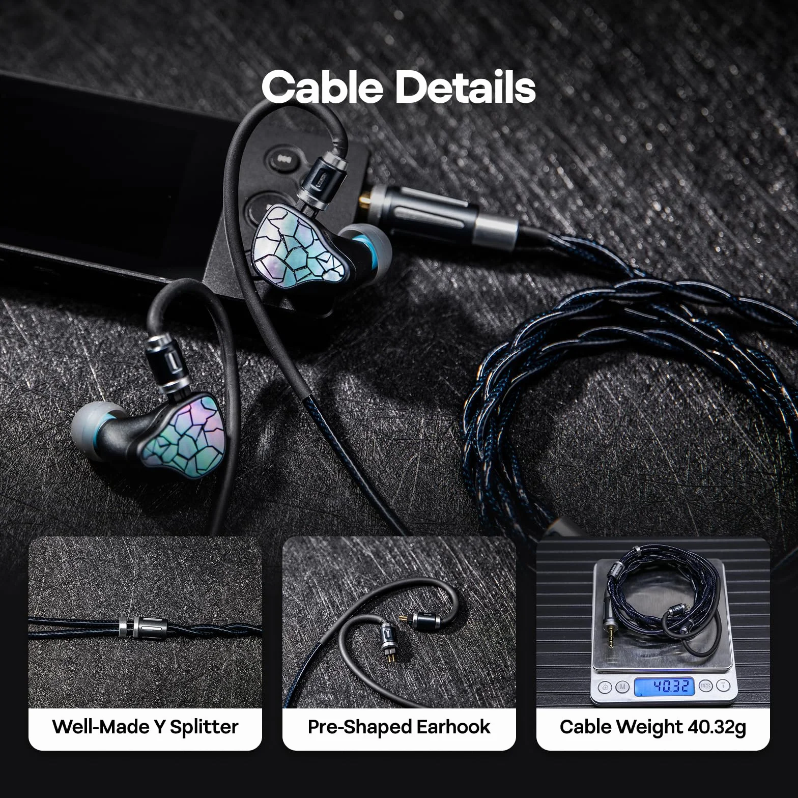 Linsoul Thieaudio Midnix IEM Kabel, 2-żyłowy, z miedzi monokrystalicznej 6N, podwójne wtyczki 3,5 mm/4,4 mm, typ Litz 4, 1,2 m, 0,78 mm, 2-pinowy, zamienny przewód do profesjonalnych słuchawek